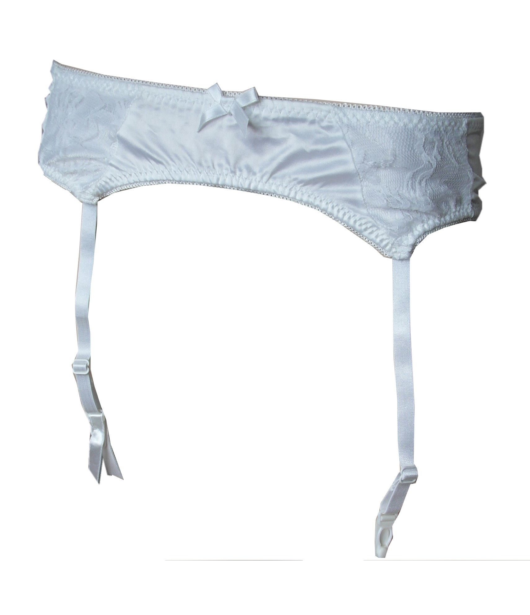 Einkaufszauber Strapsgürtel Phantastischer Strapsgürtel Satin in weiß - mit Spitzeneinlage, Satin mit Spitze