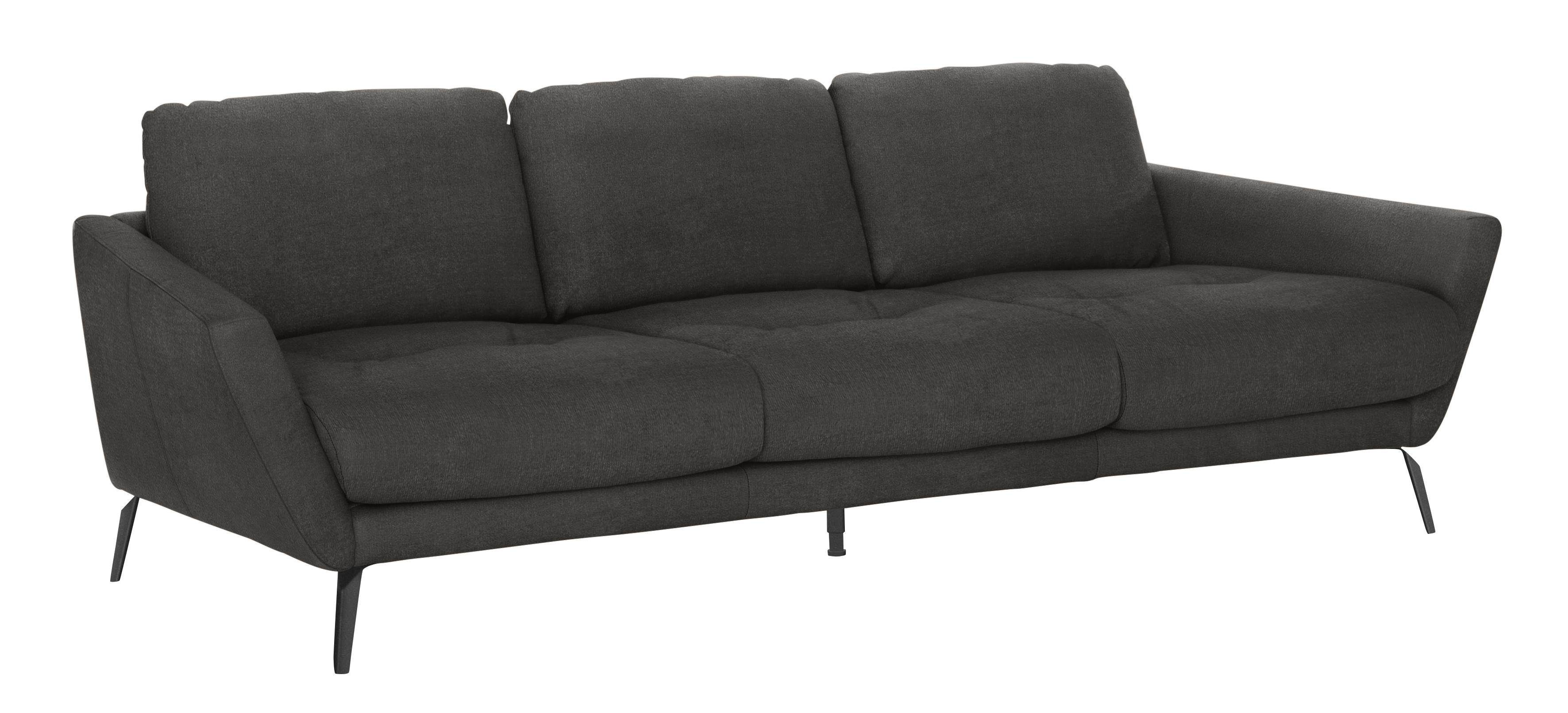 W.SCHILLIG Big-Sofa softy, mit im Sitz, schwarz dekorativer Heftung Füße pulverbeschichtet