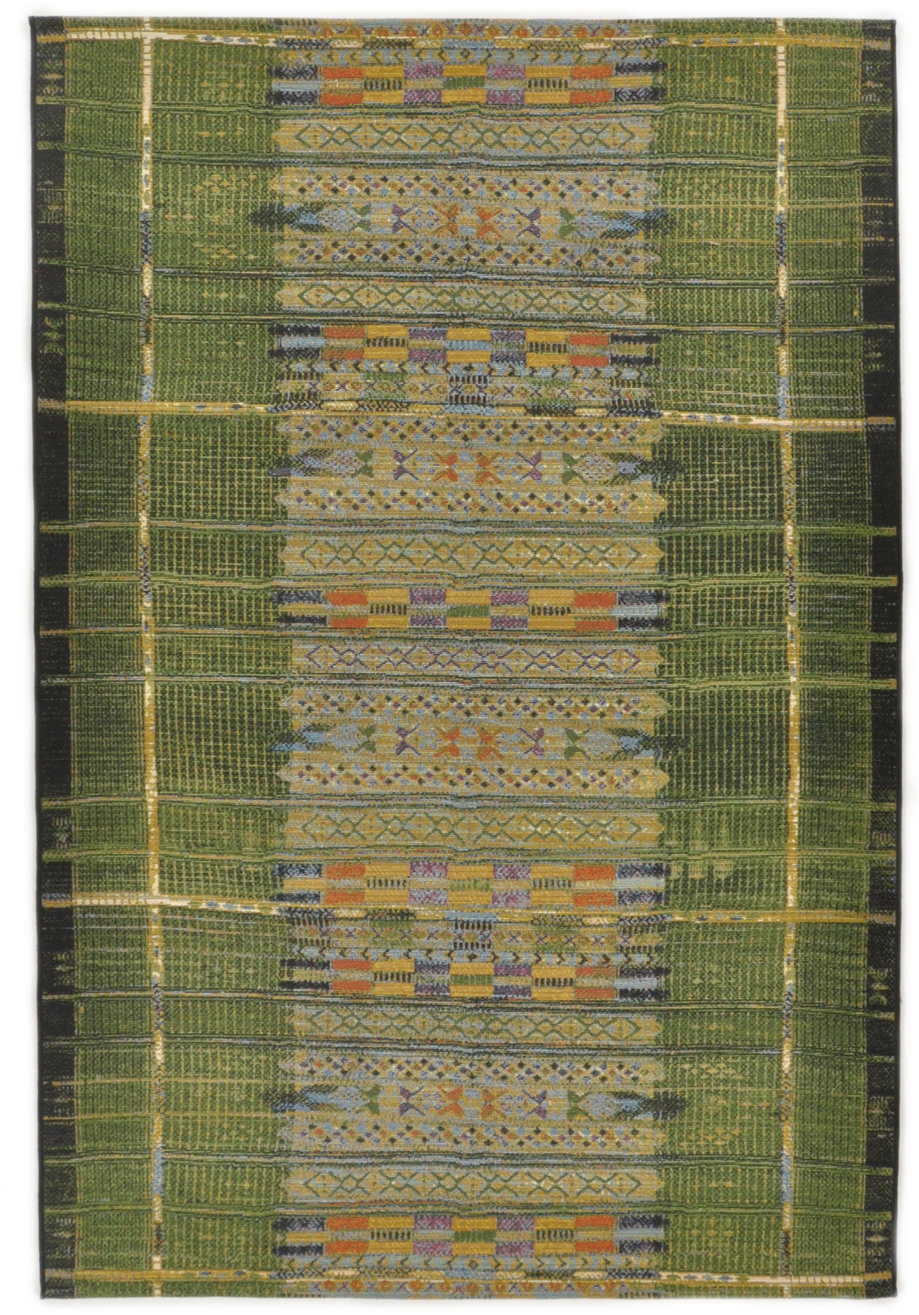 Teppich Outdoor-Africa Style, Höhe: In- und geeignet grün Outdoor mm, Ethno Falcone, rechteckig, Gino 38, 5 Flachgewebe
