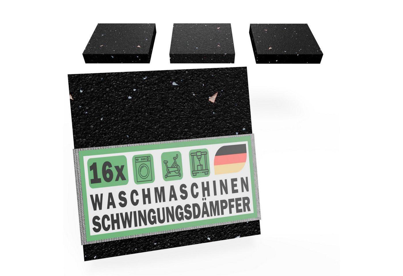 FUX Vibrationsdämpfer Schwingungsdämpfer für Waschmaschine oder Trockner, (Anti-Rutsch Unterlage, 16-St., 4 Stk), Anti-Rutsch, Anti-Vibration