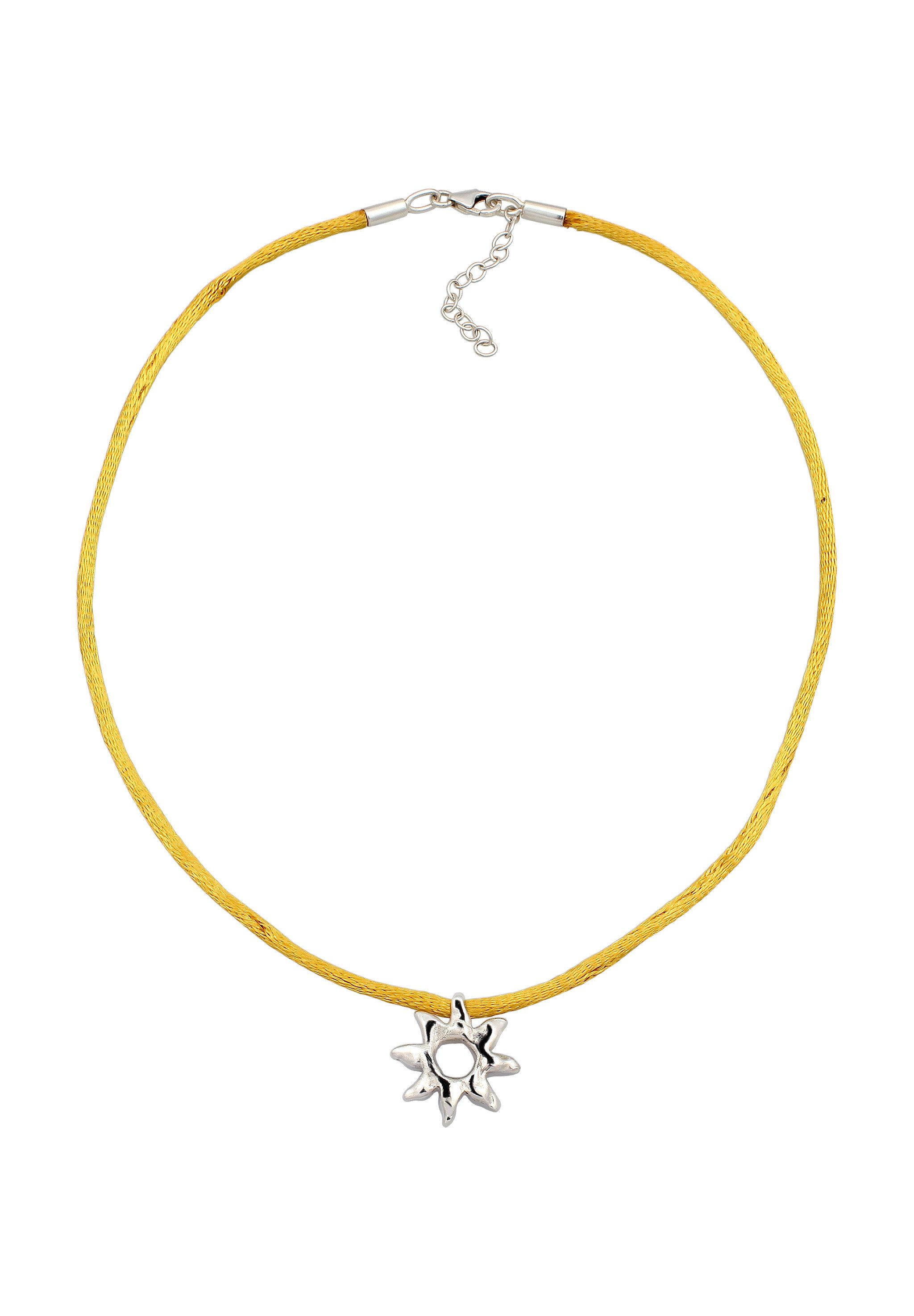 Elli Choker Anhänger Sonne Satin Gelb 925 Sterling Silber