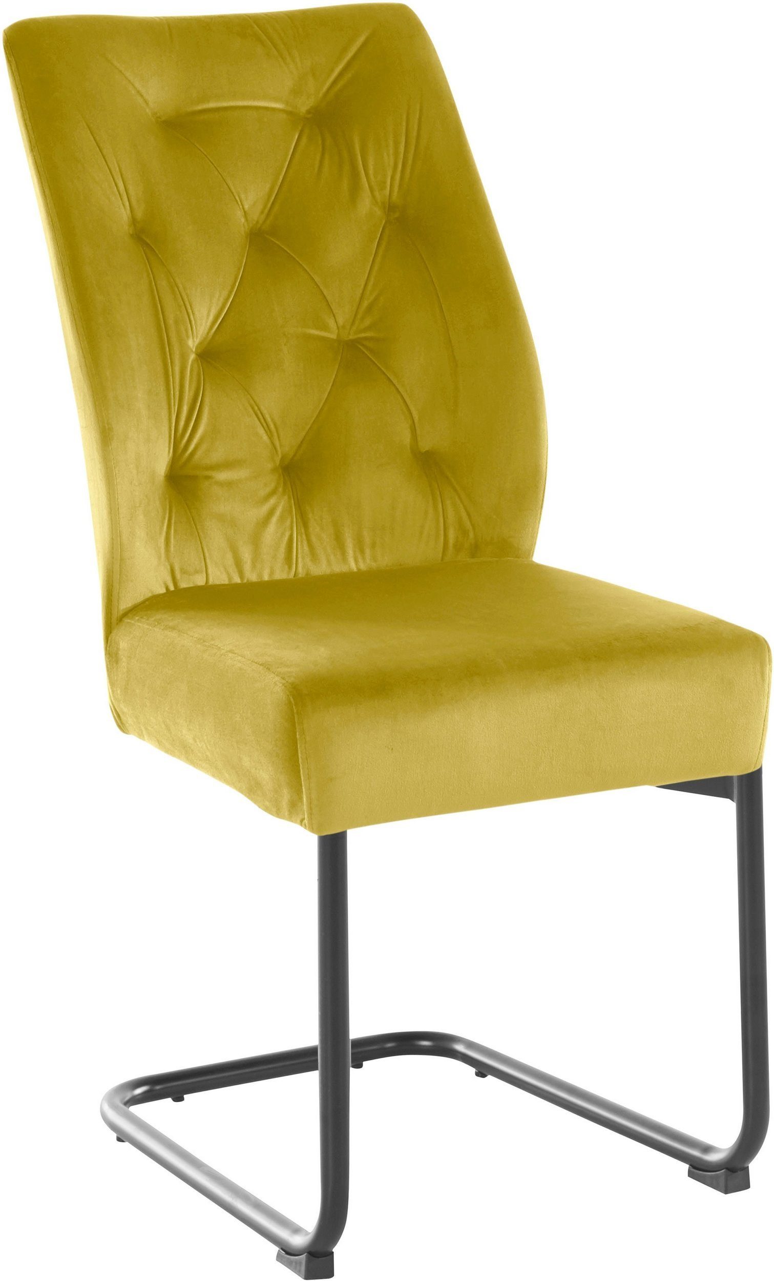 Sawa Esszimmerstühle, cm Sitzhöhe in Samtoptik, Bezug (Set, Freischwinger Metallgestell, 2 olive loft24 48 St),