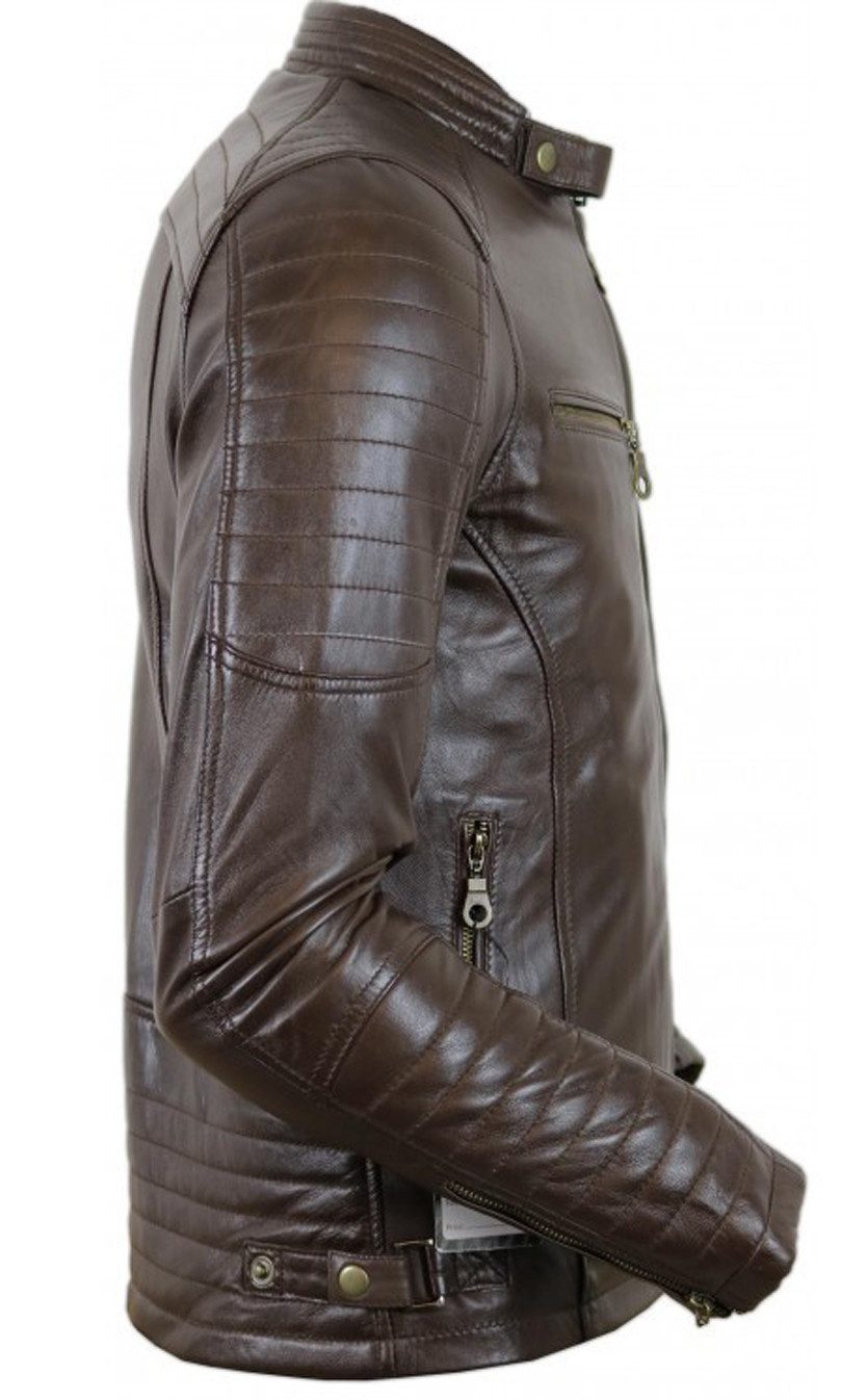 MDM Bikerjacke Herren Lamm Nappa Lederjacke Leichte Sommer Biker Lederjacke