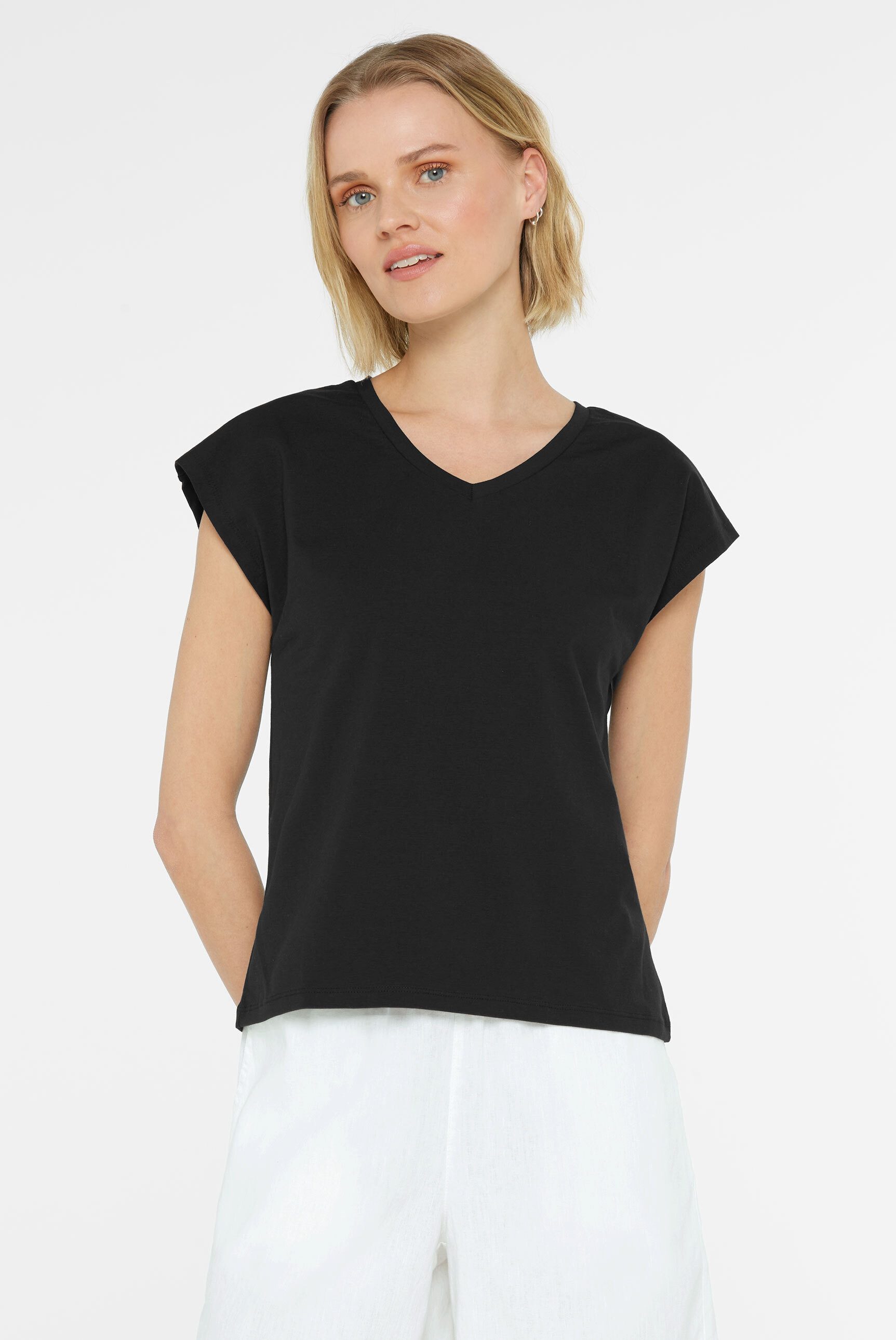 SENSES.THE LABEL Rundhalsshirt mit überschnittenen Schultern