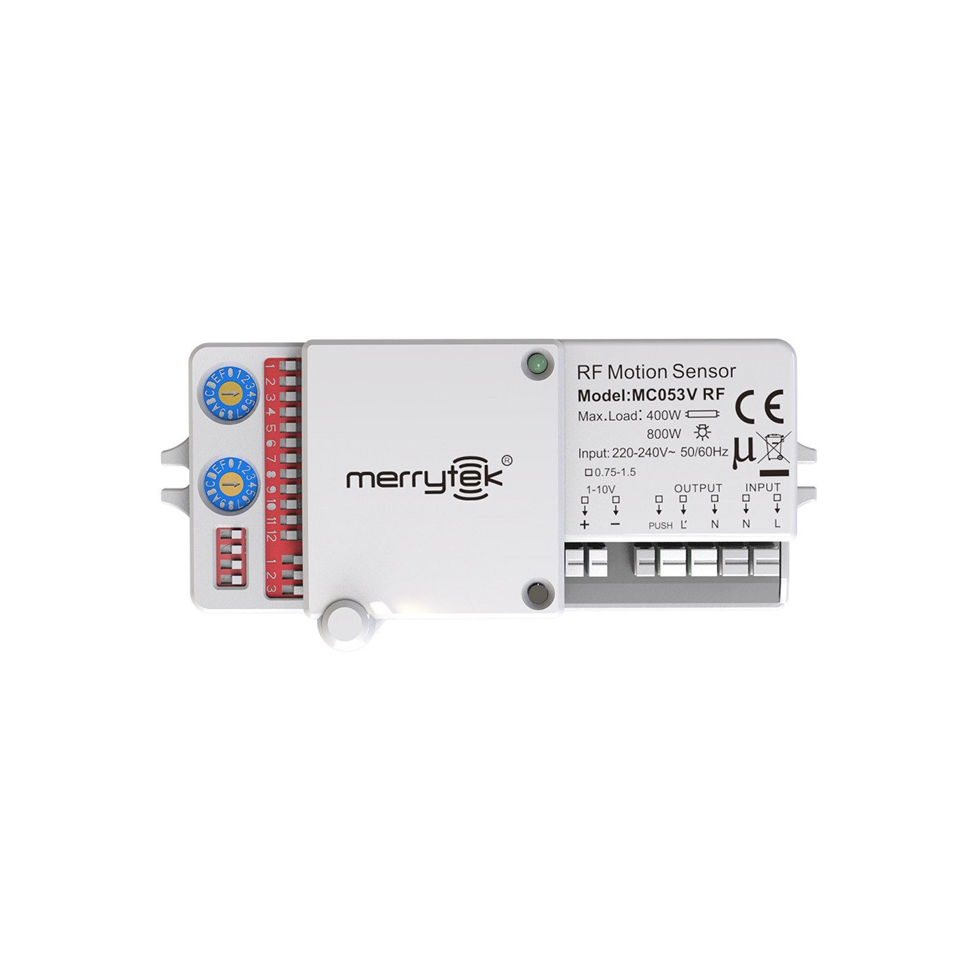 Merrytek Bewegungsmelder MC053VRF Mikrowelle Bewegungsmelder mit RF-Funknetzwerk, Dimmfunktion, (Einzelset, 1-St., 1x Mikrowellen-Bewegungssensor MC053V RF), 868MHz RF Clusterfunktion, 1-10V & Push-Dimmung, 50m RF