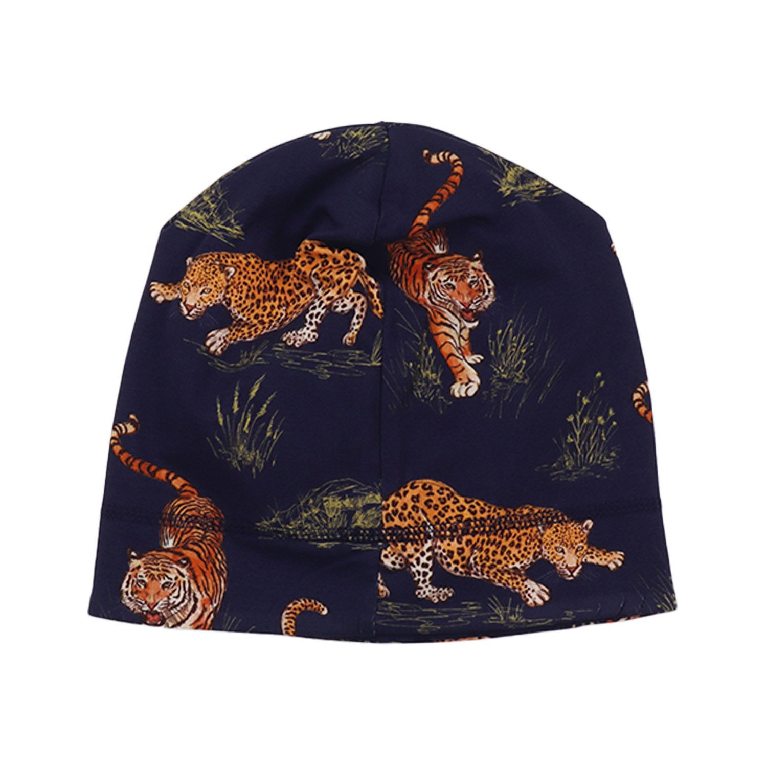 Walkiddy Jerseymütze Walkiddy Tiger & Leopard Bio Baumwolle GOTS Dunkelblau - Bio Baumwolle,GOTS, Kinderbekleidung,nachhaltige Klamotten