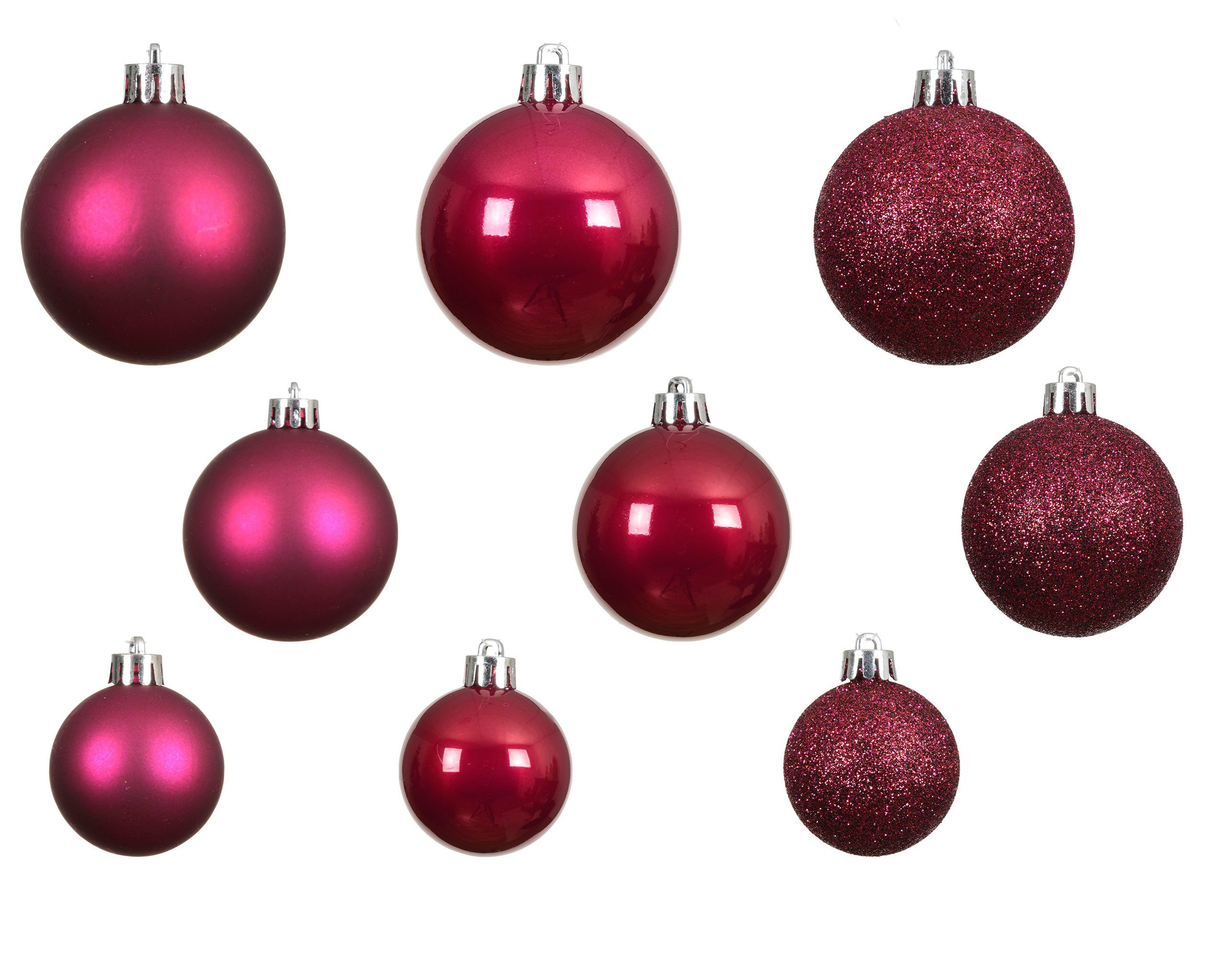 Kaemingk Weihnachtsbaumkugel, Weihnachtskugeln Kunststoff 4-6cm Mix 30er Set - Festlich Rosa