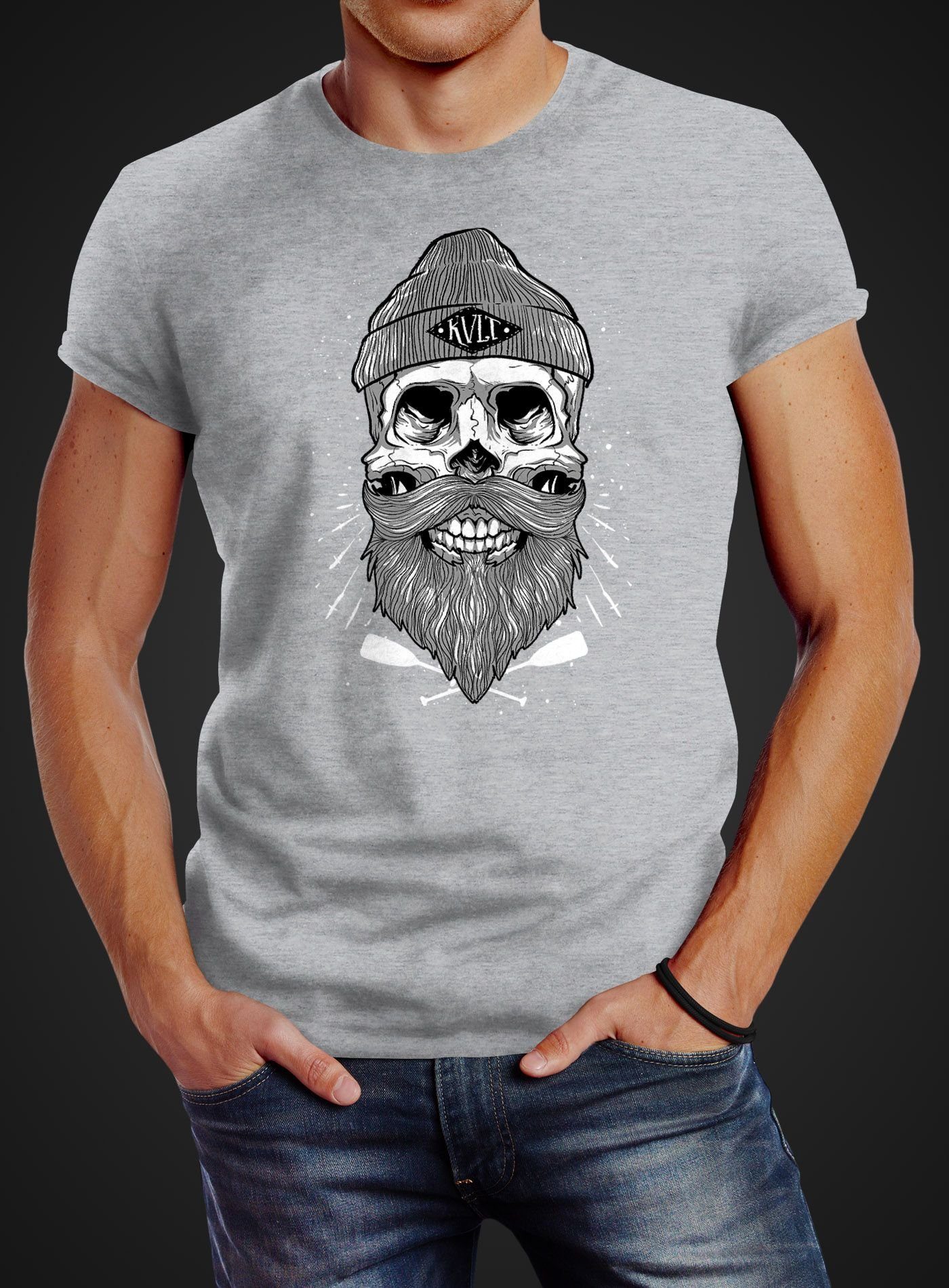 Neverless Print-Shirt Herren T-Shirt Captain Skull günstig online kaufen