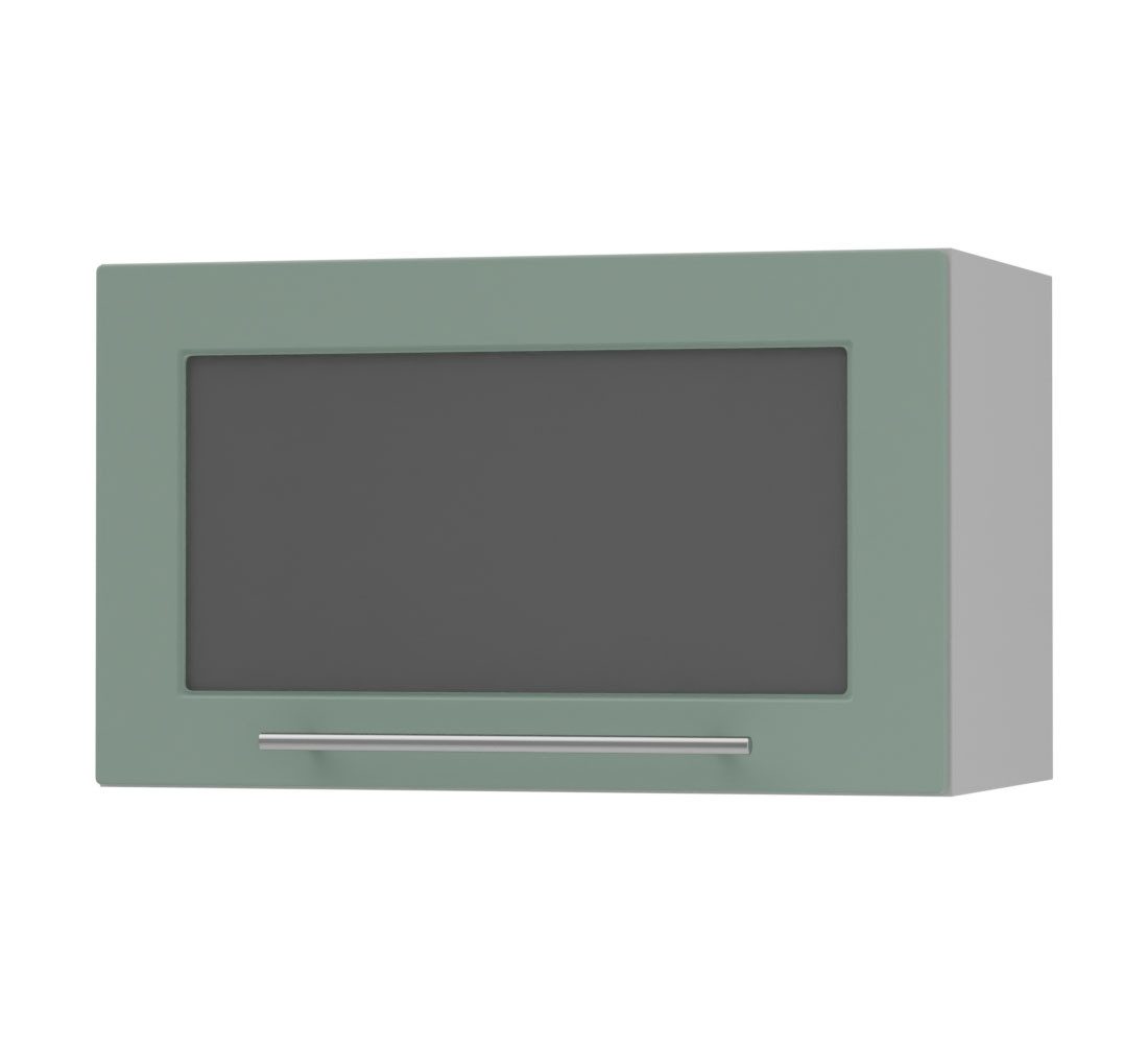 Feldmann-Wohnen Klapphängeschrank Kvantum (1-türig, 1 Fach, Türanschlag oben, Soft-Close, 1-St., Fronten mit dekorativen Fräsungen und leicht abgerundeten Ecken) 60x36cm grau - mint matt (Q-W4BS/60)