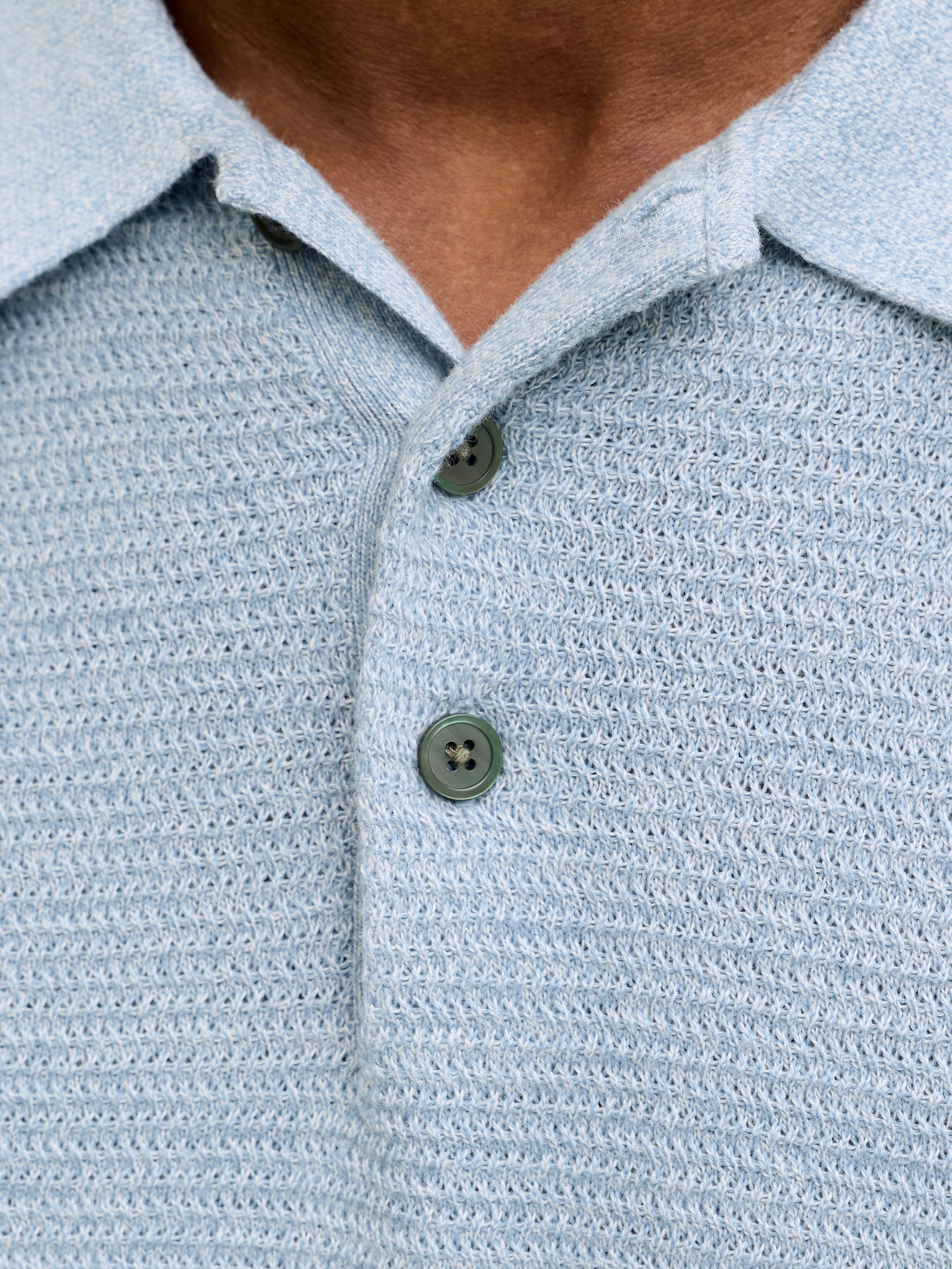 Jack & Jones Polokragenpullover JPRBLURILEY KNIT POLO SS SN Baumwolle, regular fit – Bild 4 von 5