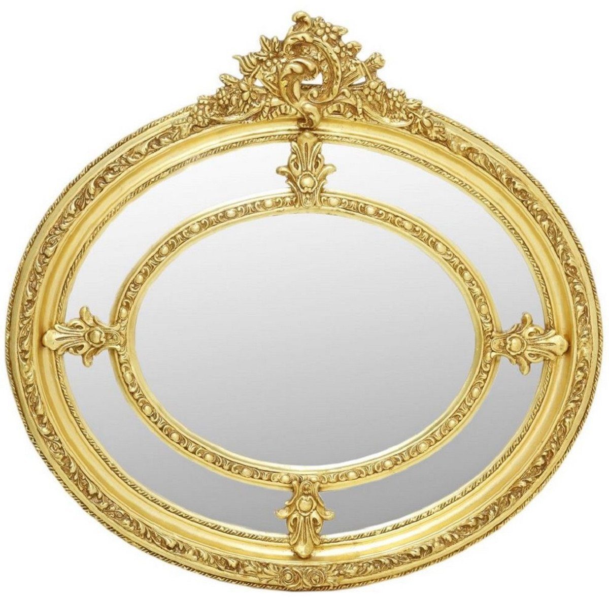 Casa Padrino Barockspiegel Barock Spiegel Gold - Ovaler Antik Stil Wandspiegel - Wohnzimmer Spiegel - Garderoben Spiegel - Barock Möbel