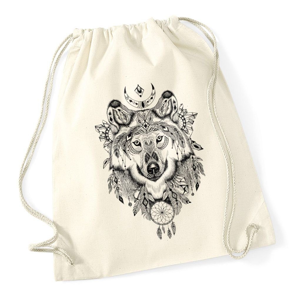 Autiga Turnbeutel Turnbeutel Wolf Aztekenmuster Boho Aztec Bohemian Hipster Beutel