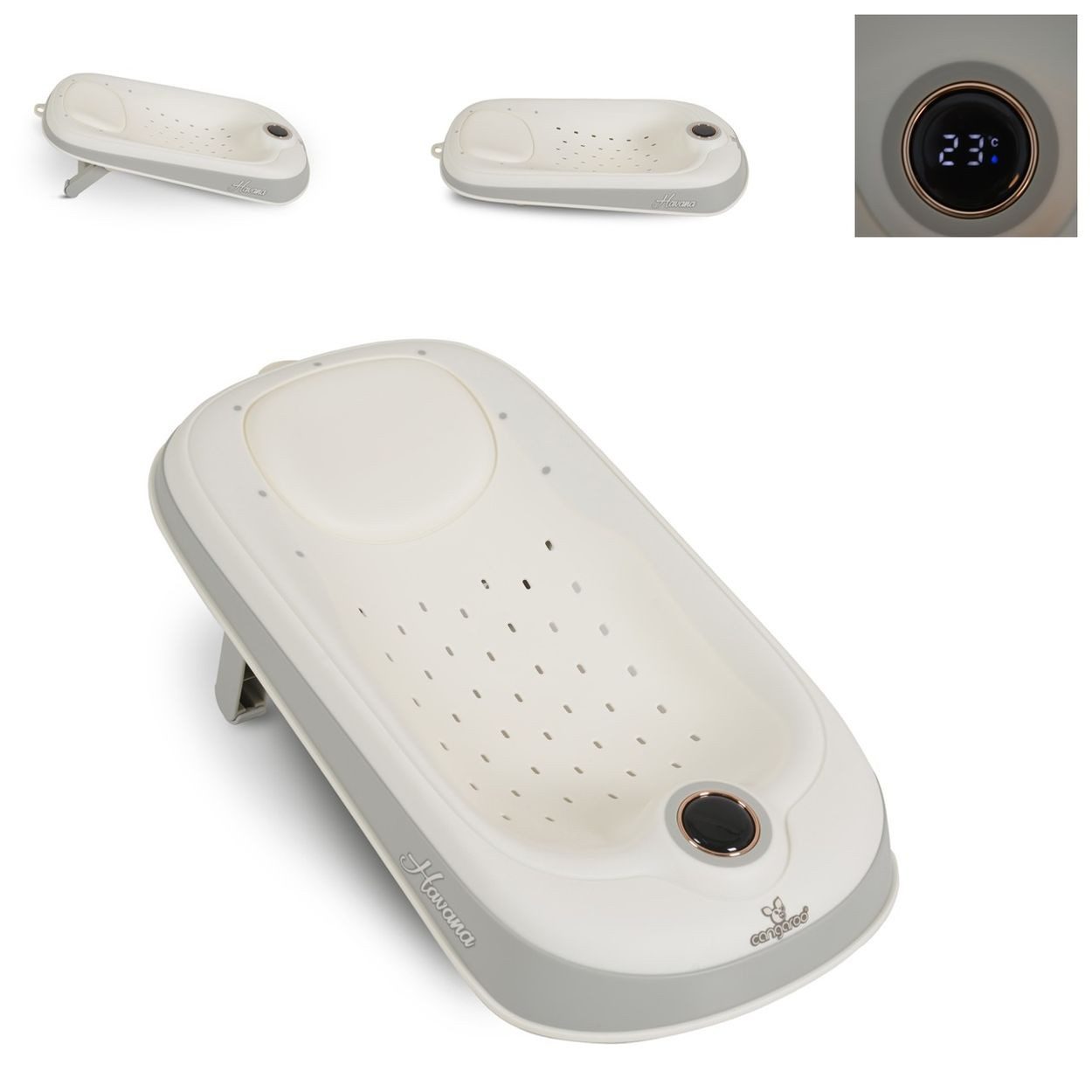 Cangaroo Badesitz Baby Badesitz Havanna (1-tlg), Thermometer Liegeposition verstellbar klappbar