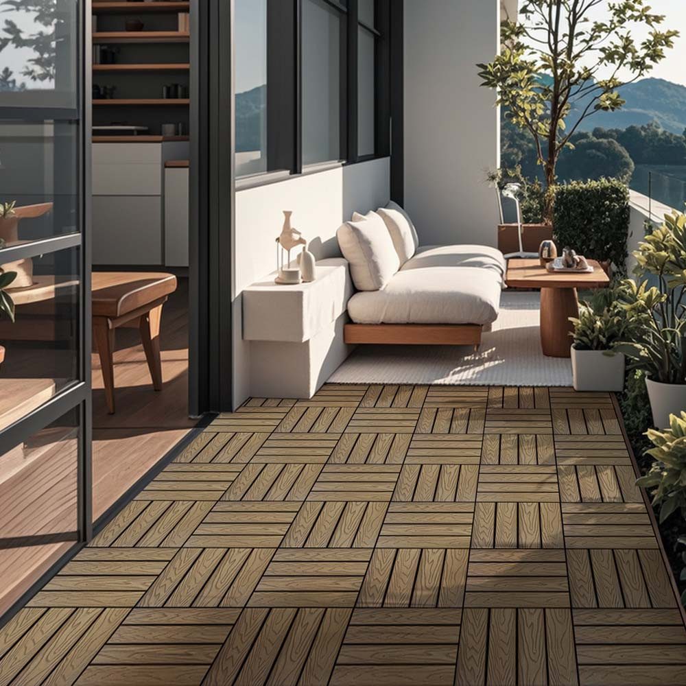 HOME DELUXE Holzfliesen WPC Klickfliesen BAVARO PREMIUM, 1 St., Teak 1 m² - Holzoptik, Terrassenfliesen Holzfliesen