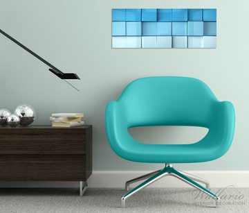 Wallario Glasbild, Blau-weiße Kisten Schachteln Muster, in verschiedenen Ausführungen