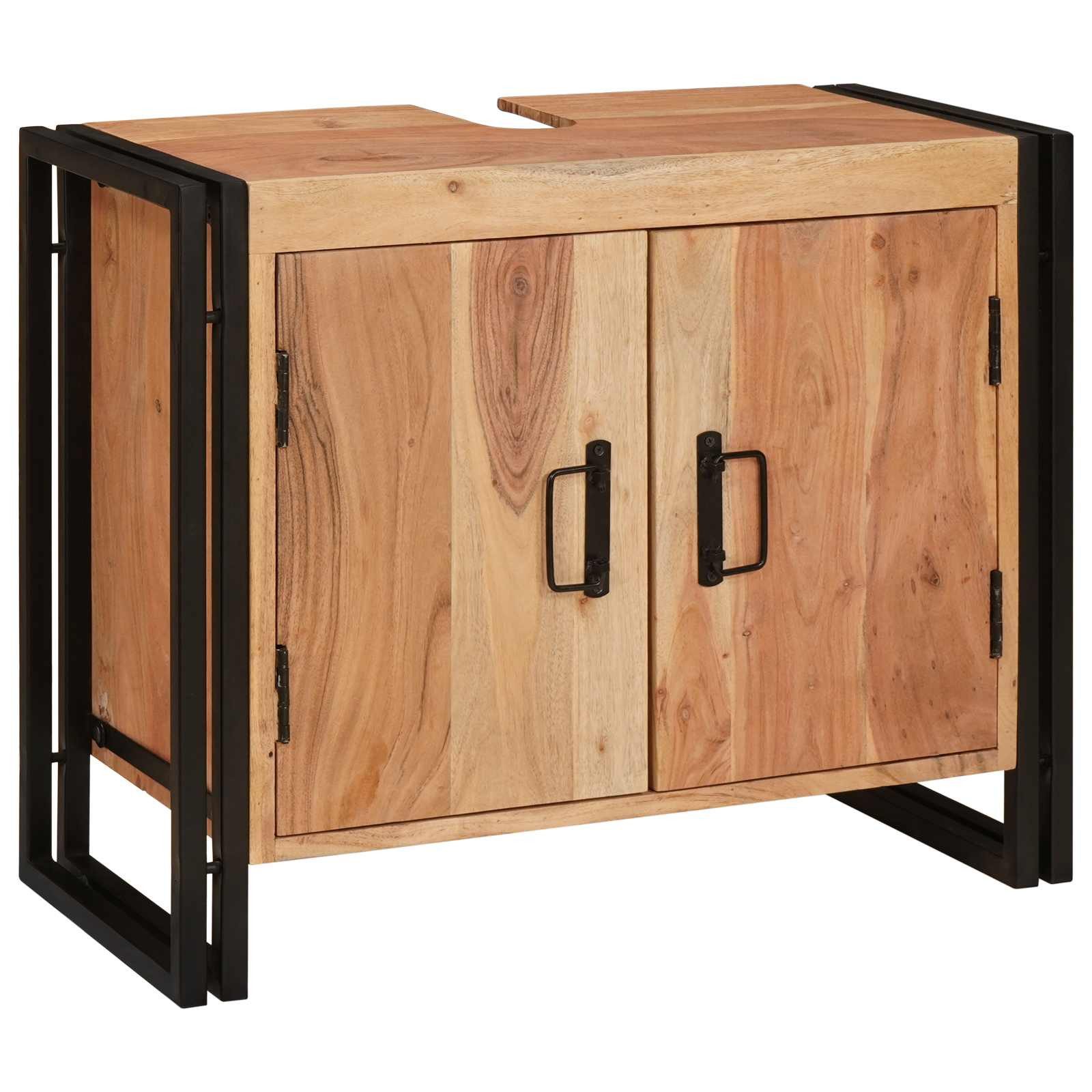 vidaXL Badezimmerspiegelschrank Waschbeckenunterschrank Braun 71 x 33 x 58 cm Massivholz (1-St)