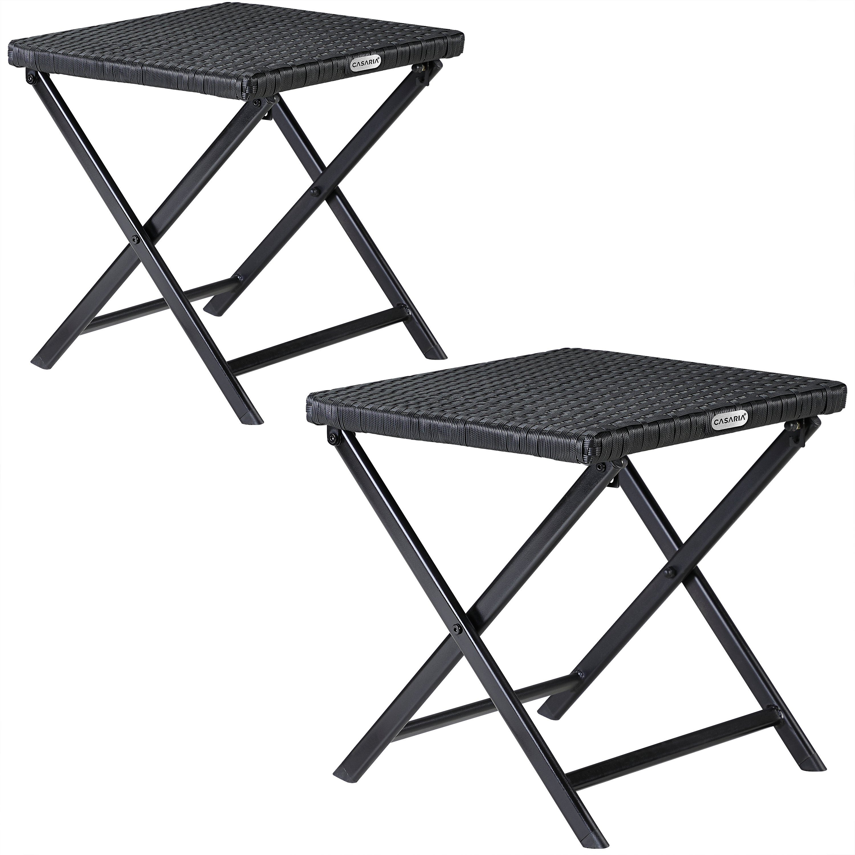 Casaria Gartenstuhl Rom (2 St), Polyrattan 2er Set 75kg Belastbarkeit 44x40x44cm Klappbar Leicht
