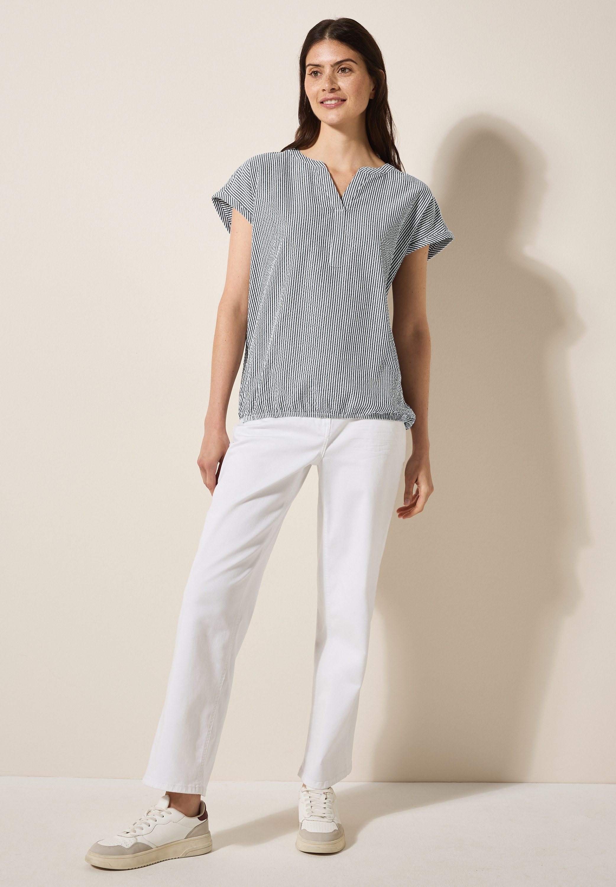 CECIL Kurzarmbluse mit Elastiksaum