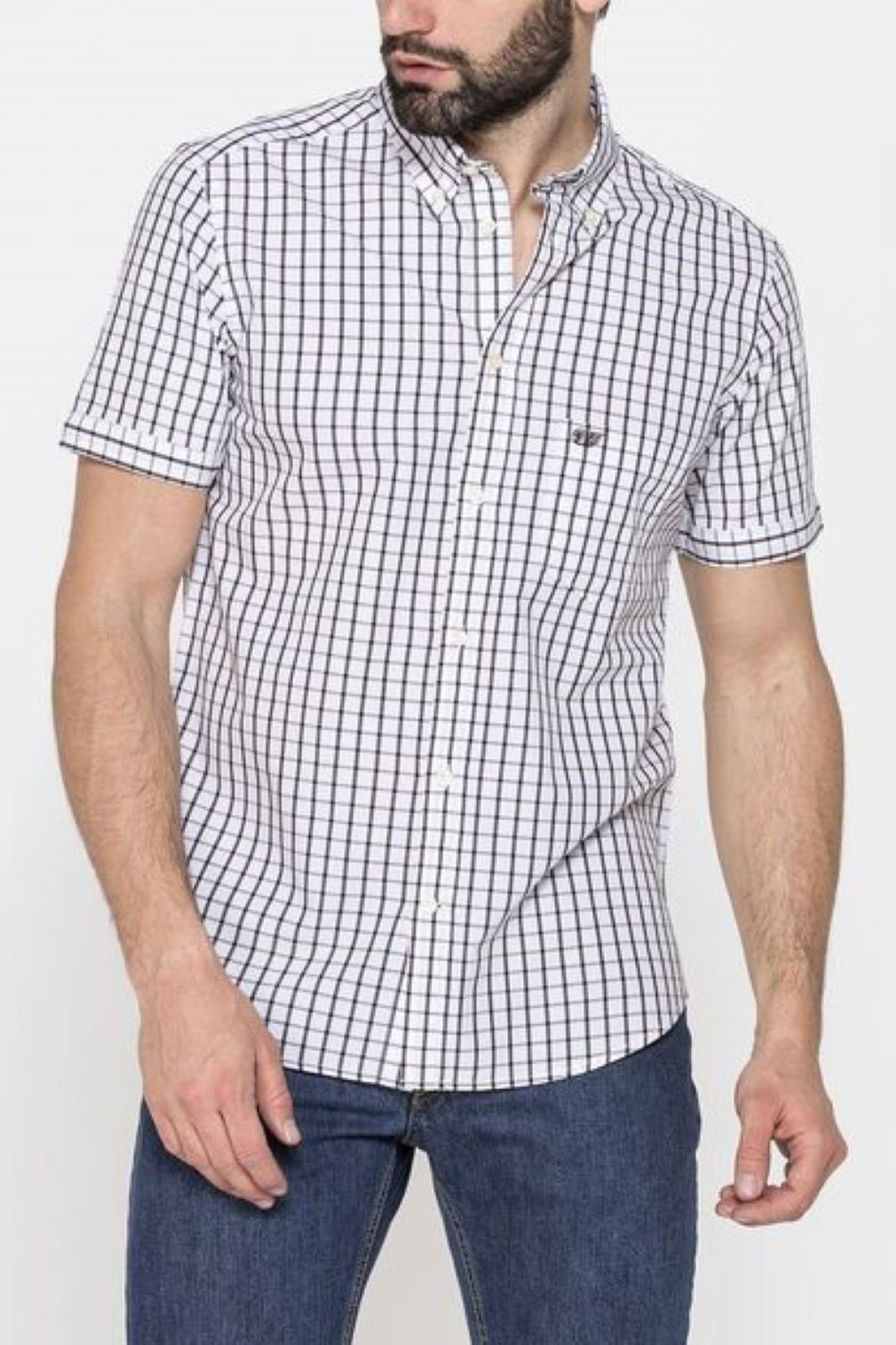 Carrera Jeans Kurzarmhemd 213C/1230A C46 Button Down Kragen Regular Karomuster