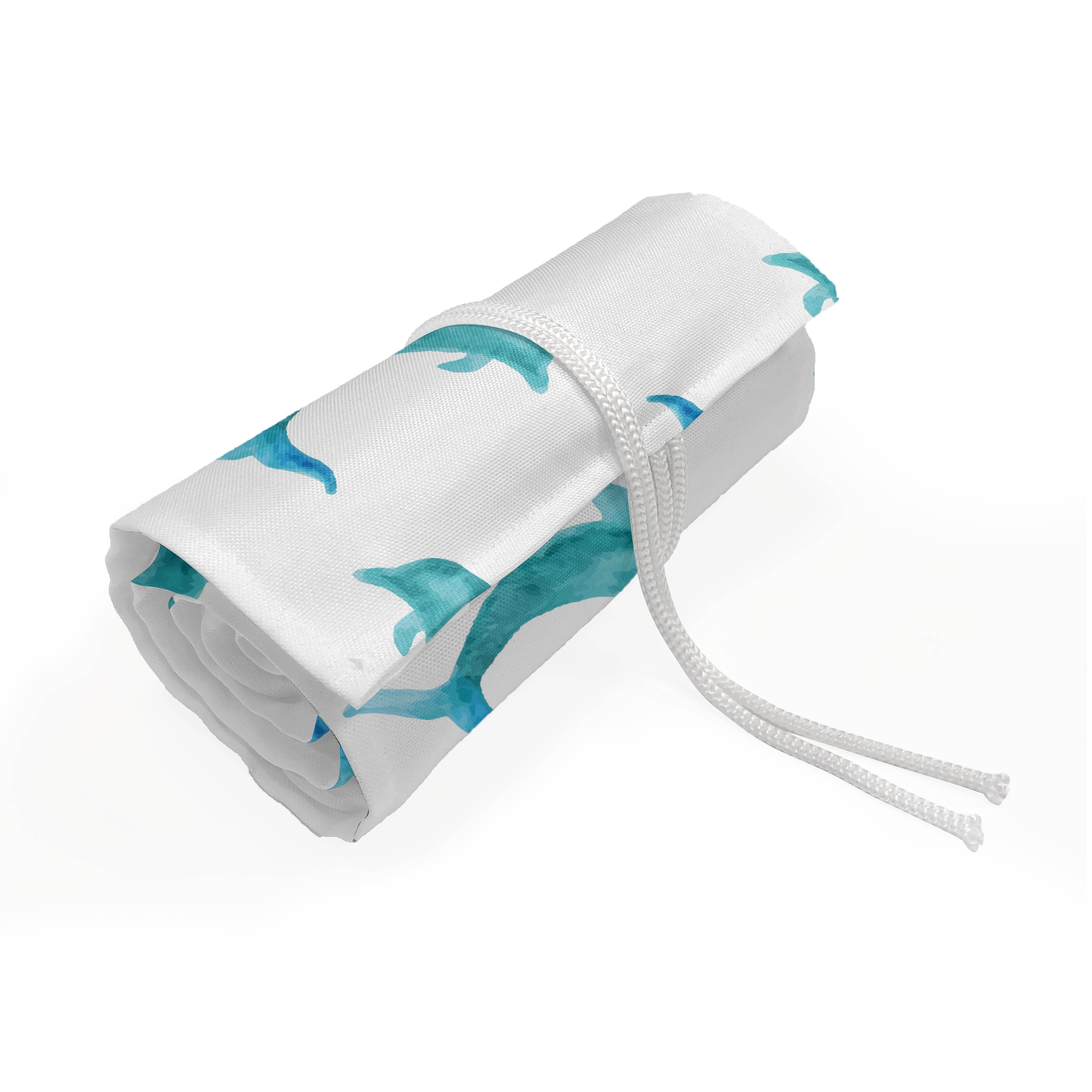 Abakuhaus Federmäppchen langlebig und tragbar Segeltuch Stiftablage Organizer, Wasser Jumping Dolphin Säugetiere Aqua Weiß