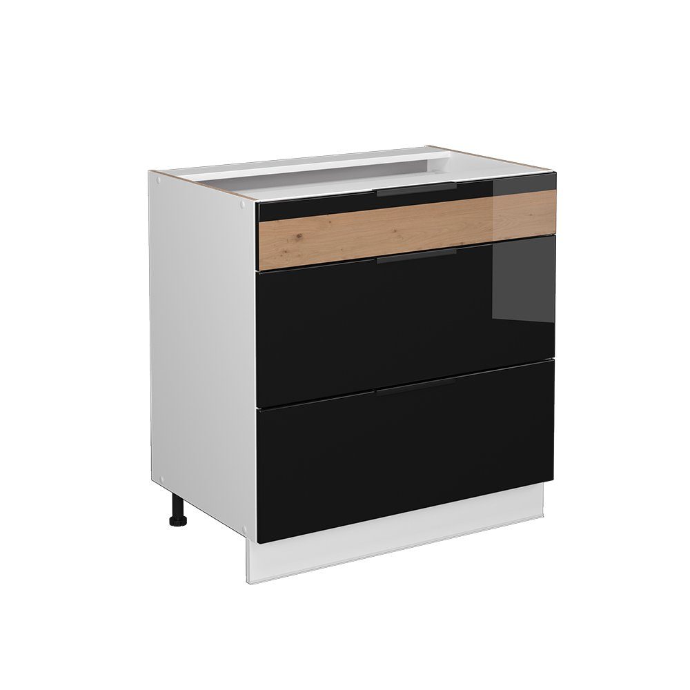 Vicco Midischrank Fame-Line Schwarz-Eiche HG/Weiß 80x82 günstig online kaufen