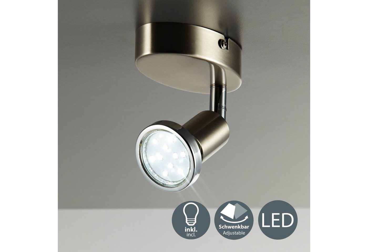 B.K.Licht LED Wandleuchte, LED Deckenleuchte Wohnzimmer schwenkbar GU10 Metall Wand-Spot Lampe-HomeTrends