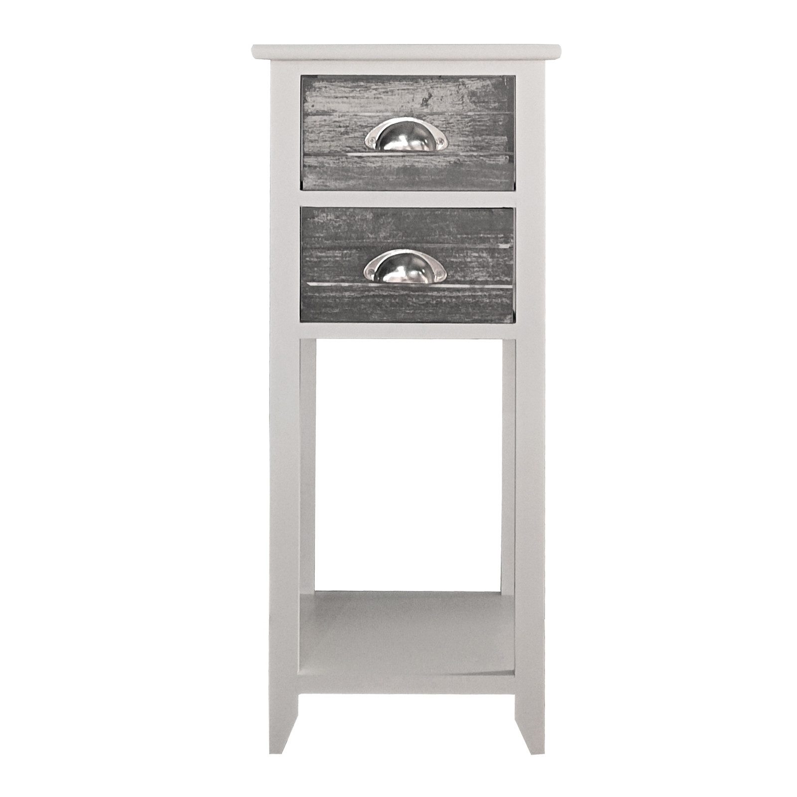 HTI-Living Beistelltisch Beistelltisch 2 Schubladen Mia Landhaus Weiß Grau günstig online kaufen