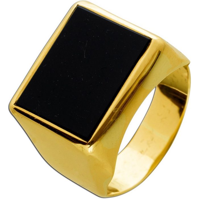 Ch.Abramowicz Goldring Ring Gelbgold 585 14 Karat schwarzer Onyx Edelstein poliert 21 (1-tlg)