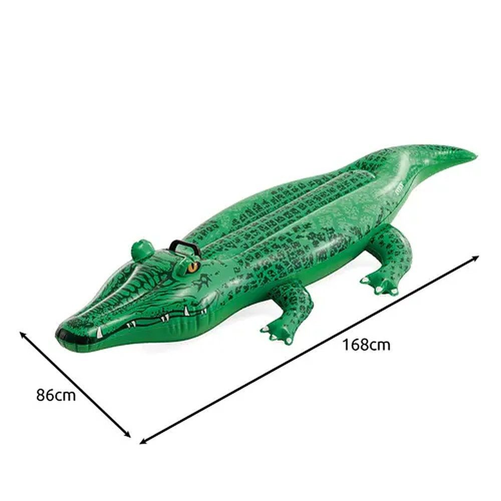 Babymatratze Schwimmtier Krokodil Wasserspielzeug, Intex, (Spar-Set, 168 x 86 cm robust), Krokodil-Optik, stabiler Griff, robustes Kunststoff
