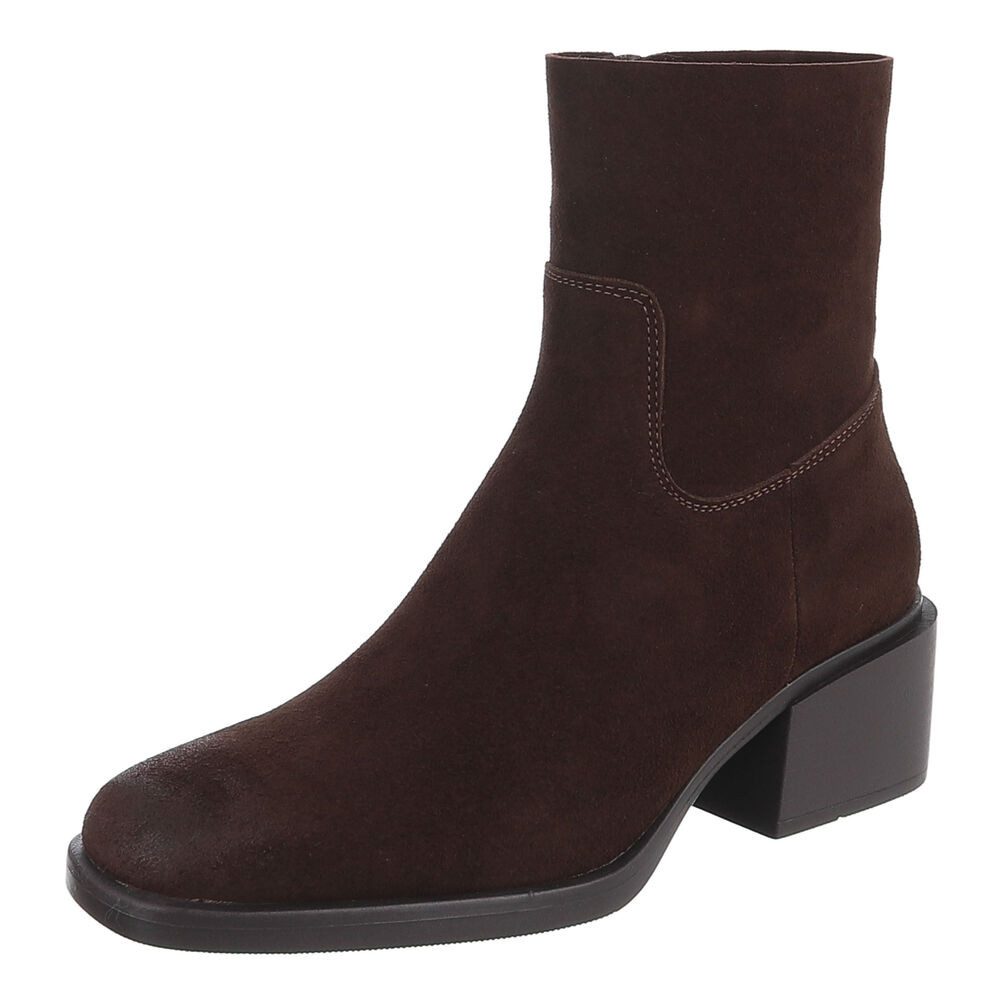 Echtleder Damen Stiefelette mit Blockabsatz Stiefelette