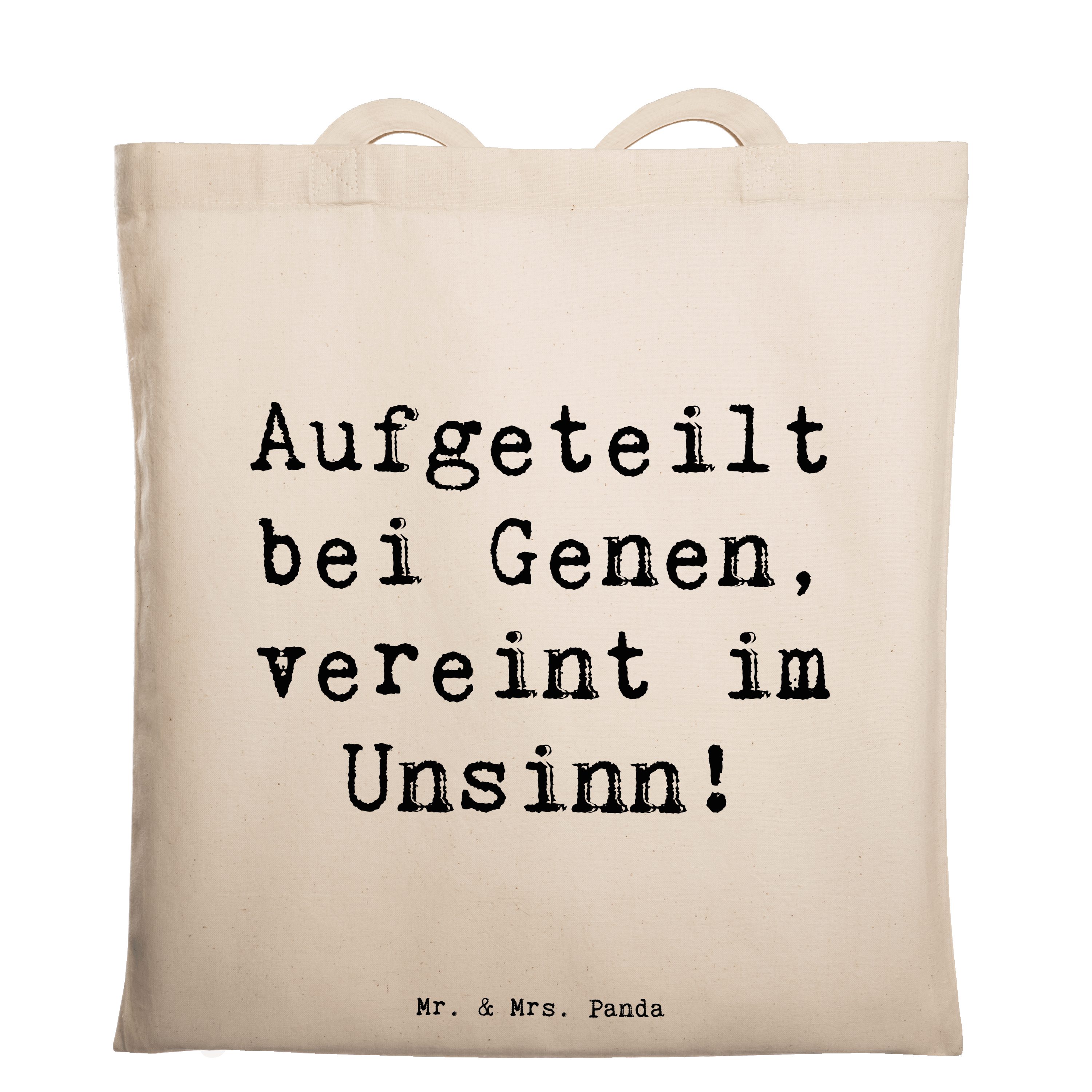 Mr. & Mrs. Panda Tragetasche Genetisch Spaß - Schwarz - Geschenk, Stoffbeutel, Beutel, Jutebeutel, (1-tlg), Lange Tragegriffe