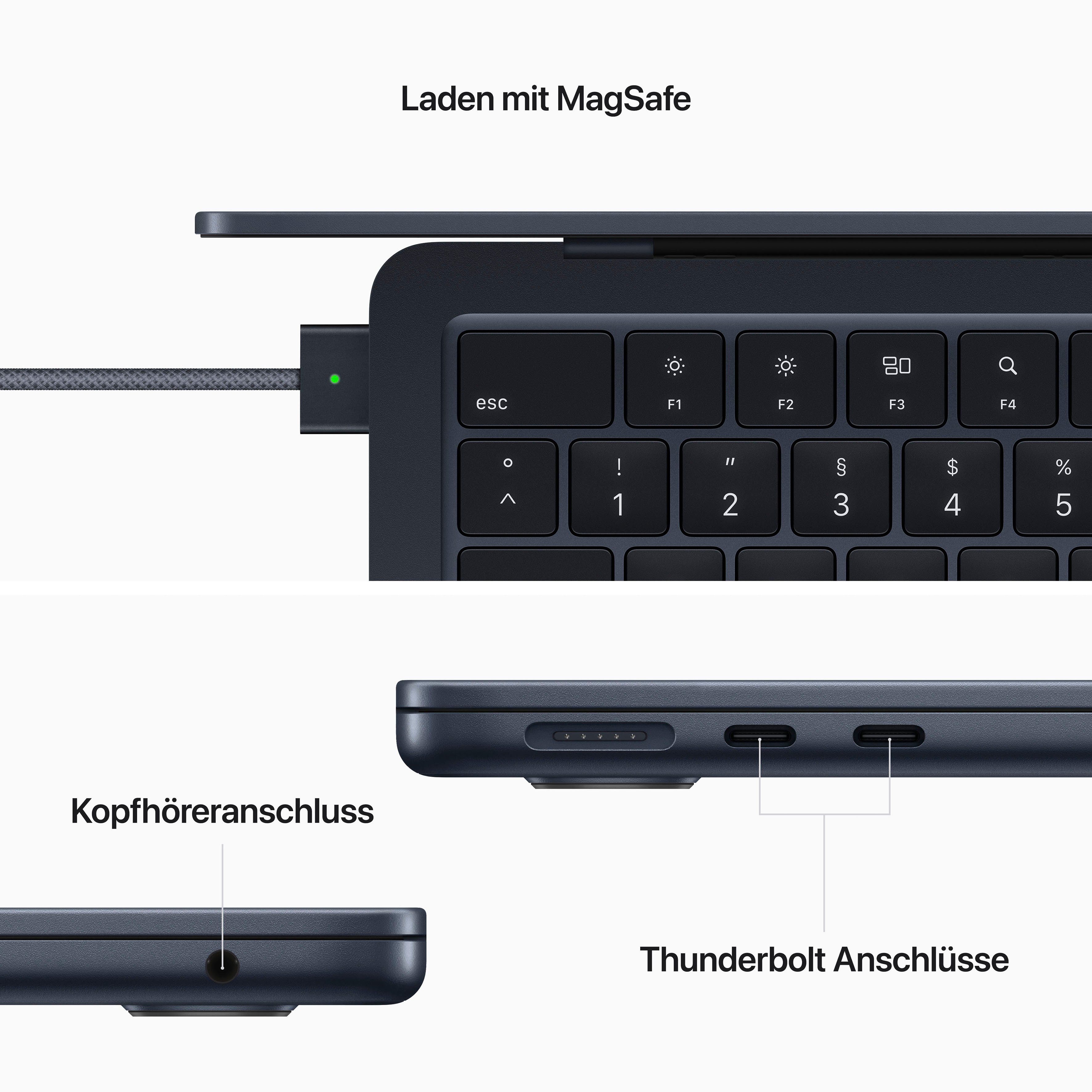 SSD) CPU, Air GB MacBook Apple 8-Core cm/13,6 M2, Zoll, 512 Notebook Midnight (34,46 Apple