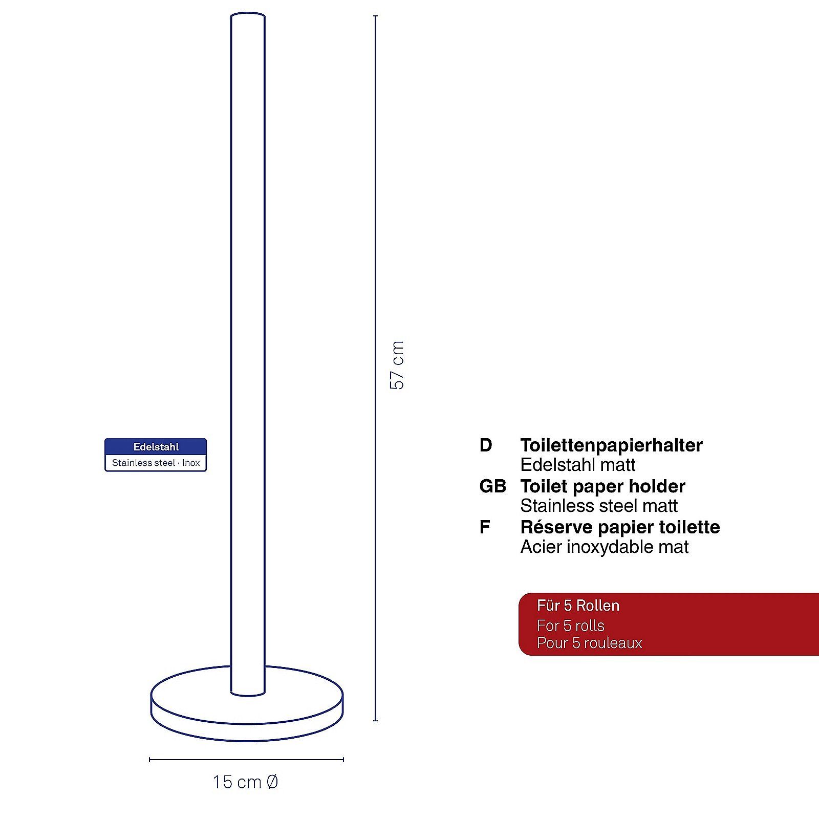 kela Toiletten-Ersatzrollenhalter Carta, Mattoptik, für 5 Rollen