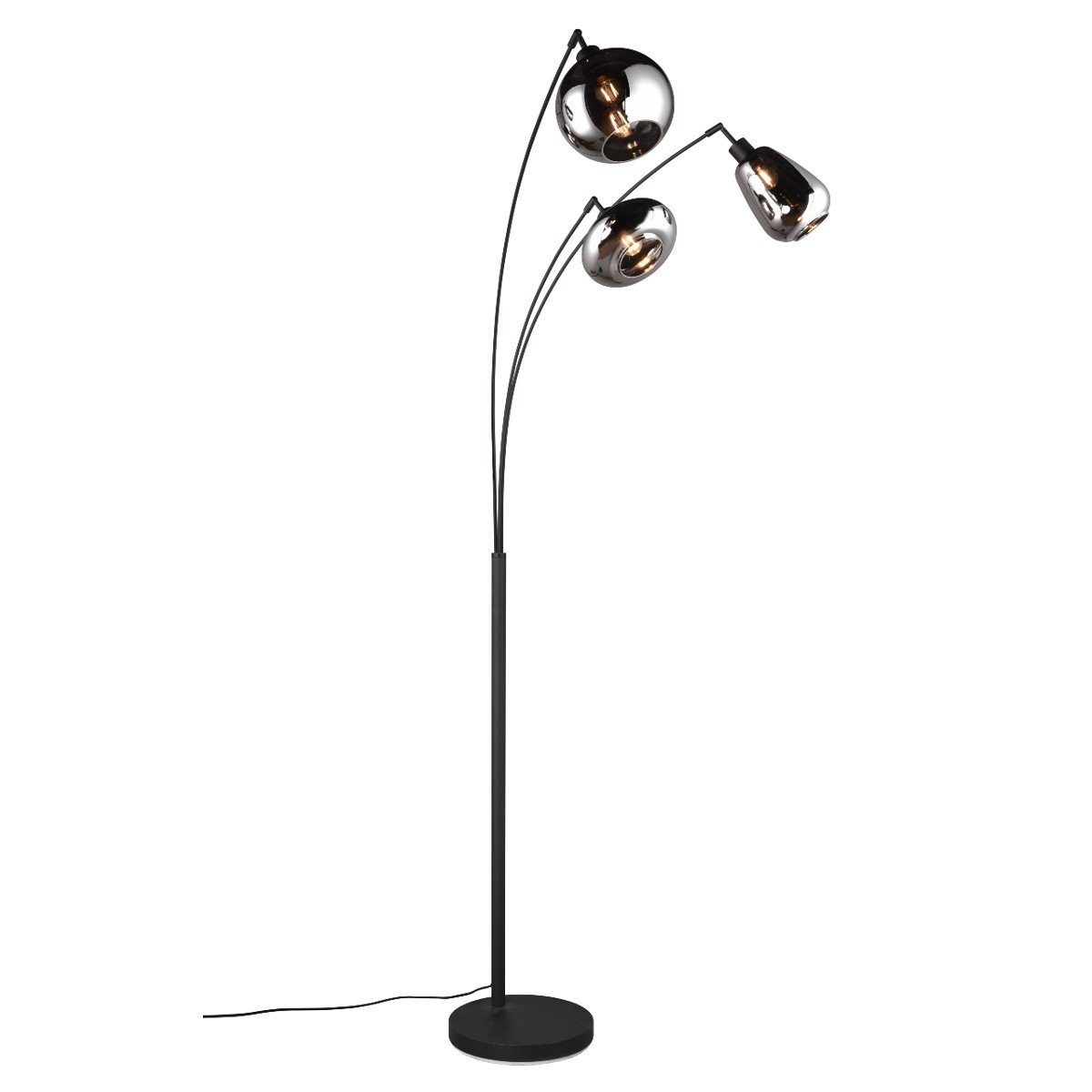 TRIO Leuchten Stehlampe Lumina, ohne Leuchtmittel, Rauchglas, atmosphärisches Licht, Wohnzimmer, 3xE14