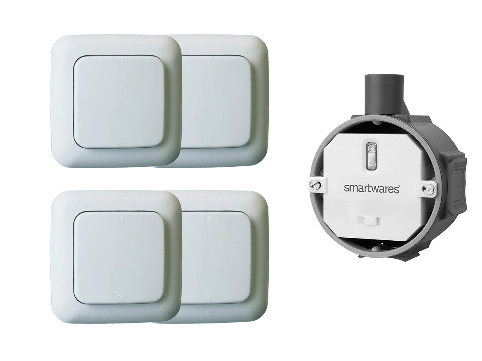 smartwares Licht-Funksteuerung, Smart Home Taster Funk + Einbauschalter Schalter Set Wandschalter 4x