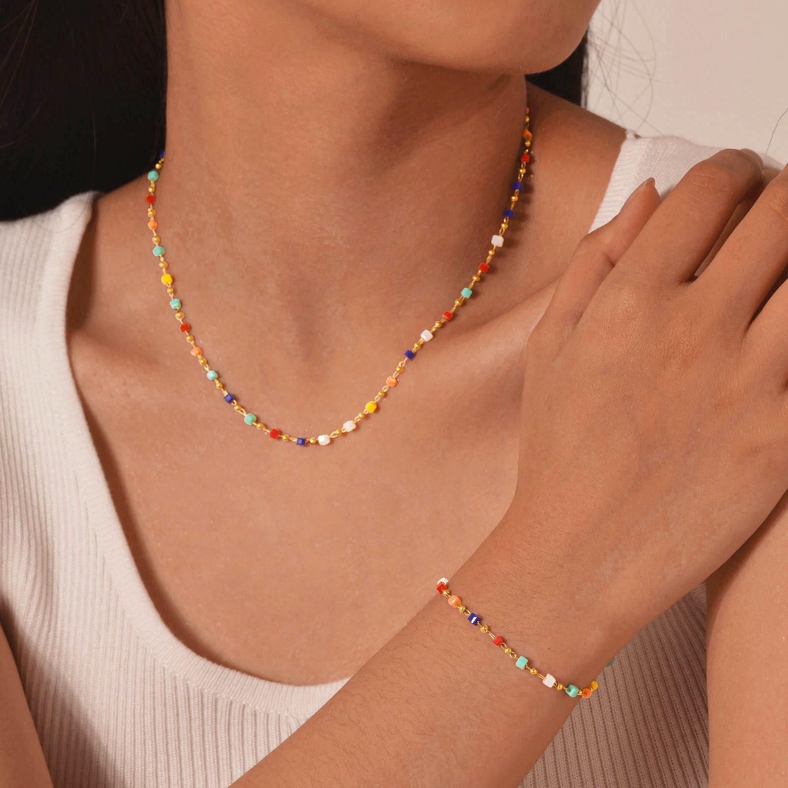 KARMA Schmuckset Bunt Gold Damen Halskette günstig online kaufen