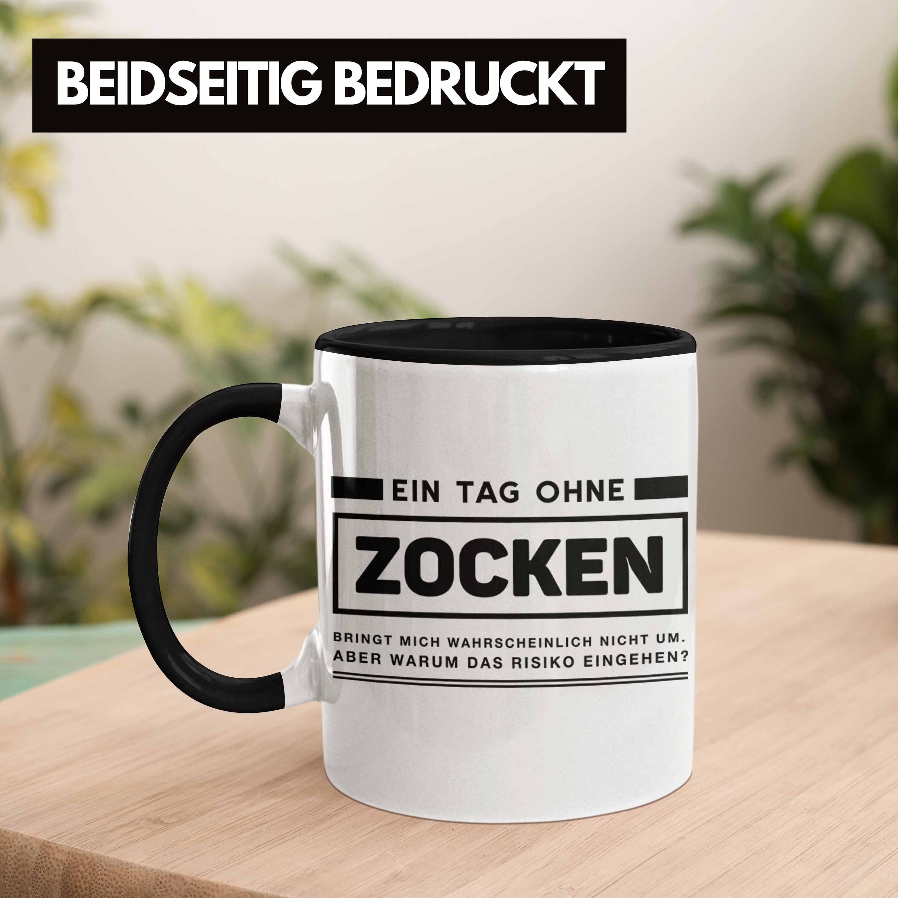 Trendation Tasse Trendation Zocker - Zocken Spruch Schwarz Ein Tasse Geschenk - Gaming Tassen Controller Jungen Jungs Tag - Geschenk Gamer