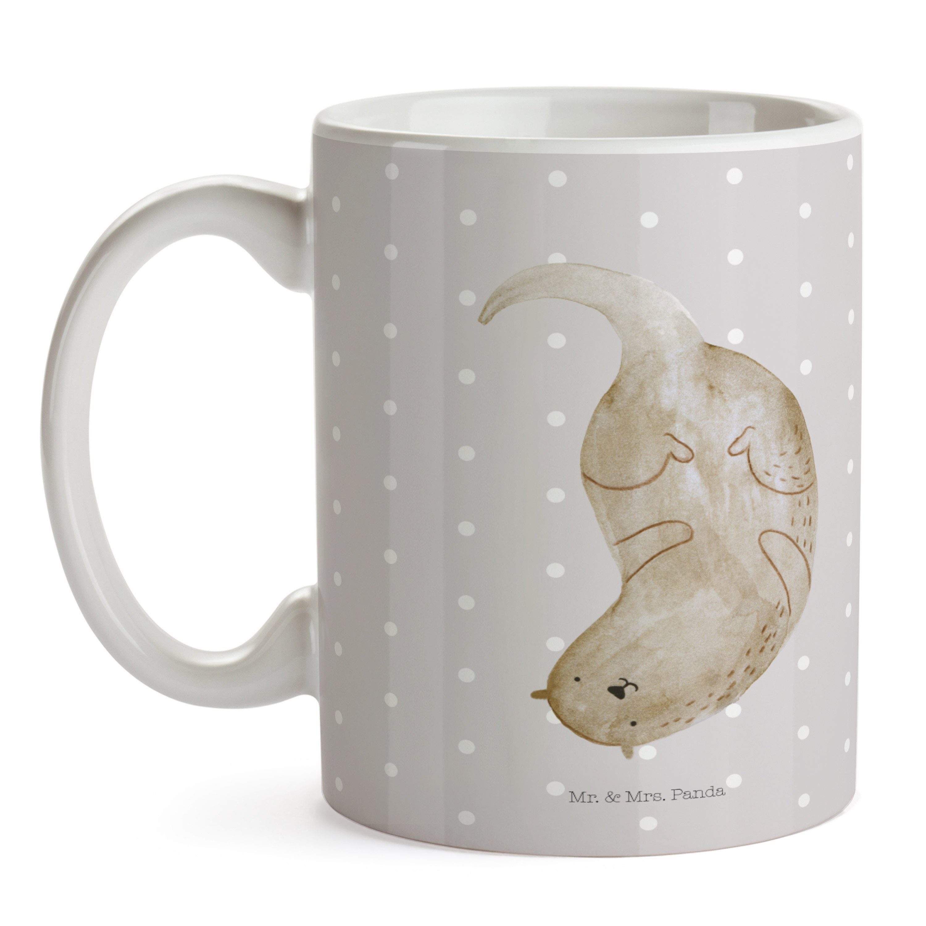 Mrs. & süß, - kopfüber Mr. Keramik Teebecher, Panda Otter Grau Tasse Geschenk, Otter Pastell Seeot, -