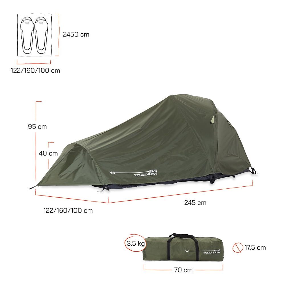 Lumaland Kuppelzelt Aufbau in unter 2 Minuten, Pop Up Wurfzelt 245x160x95 Camping Festival ultraleicht, wasserdicht