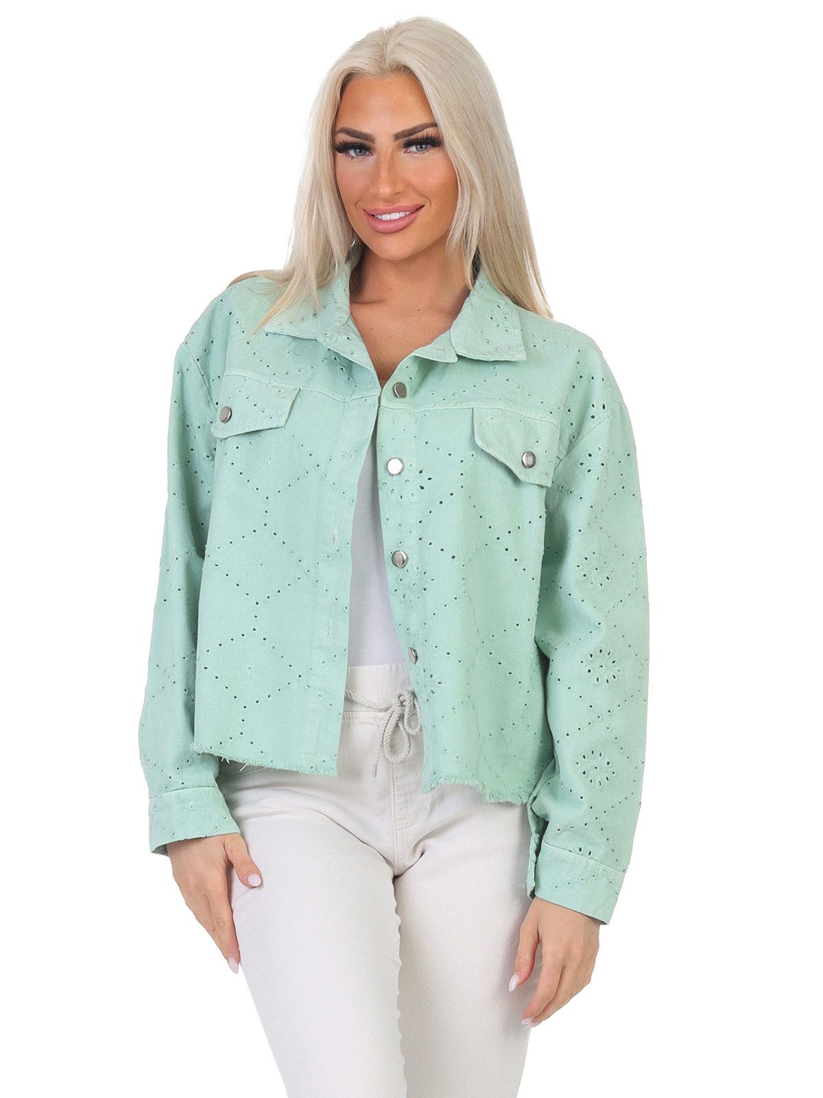Aurela Damenmode Jeansjacke Damen Sommerjacke Jeanslook günstig online kaufen