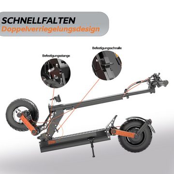 ZWHEEL E-Scooter Bernstein S5 624 Wh Offroad 10 Zoll Elektroroller, 500,00 W, 20,00 km/h, bis zu 45 km Reichweite, All Terrain Off-Road Elektro-Roller