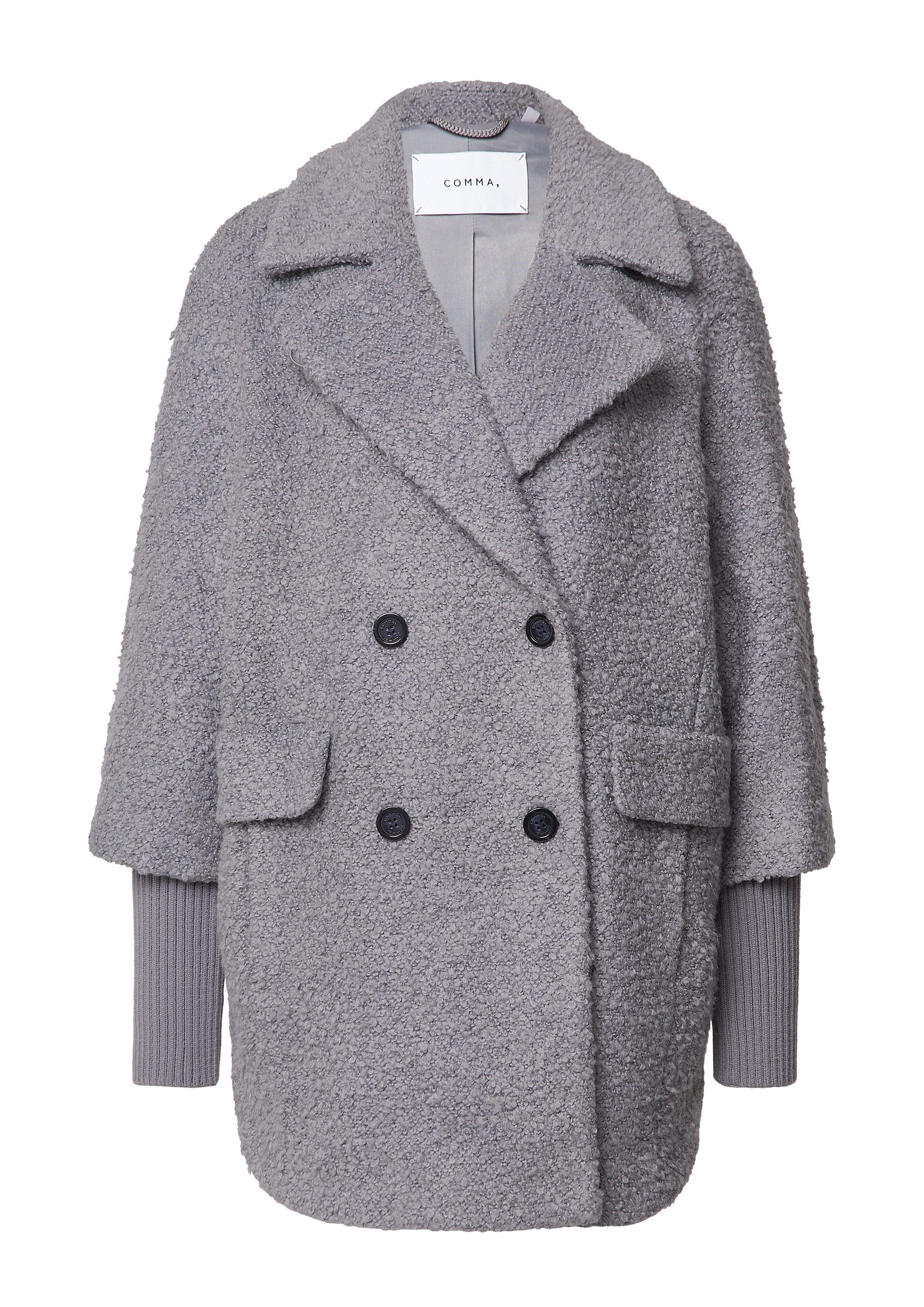 comma Funktionsmantel Outdoor-Jacke Bouclé-Jacke mit Reverskragen günstig online kaufen