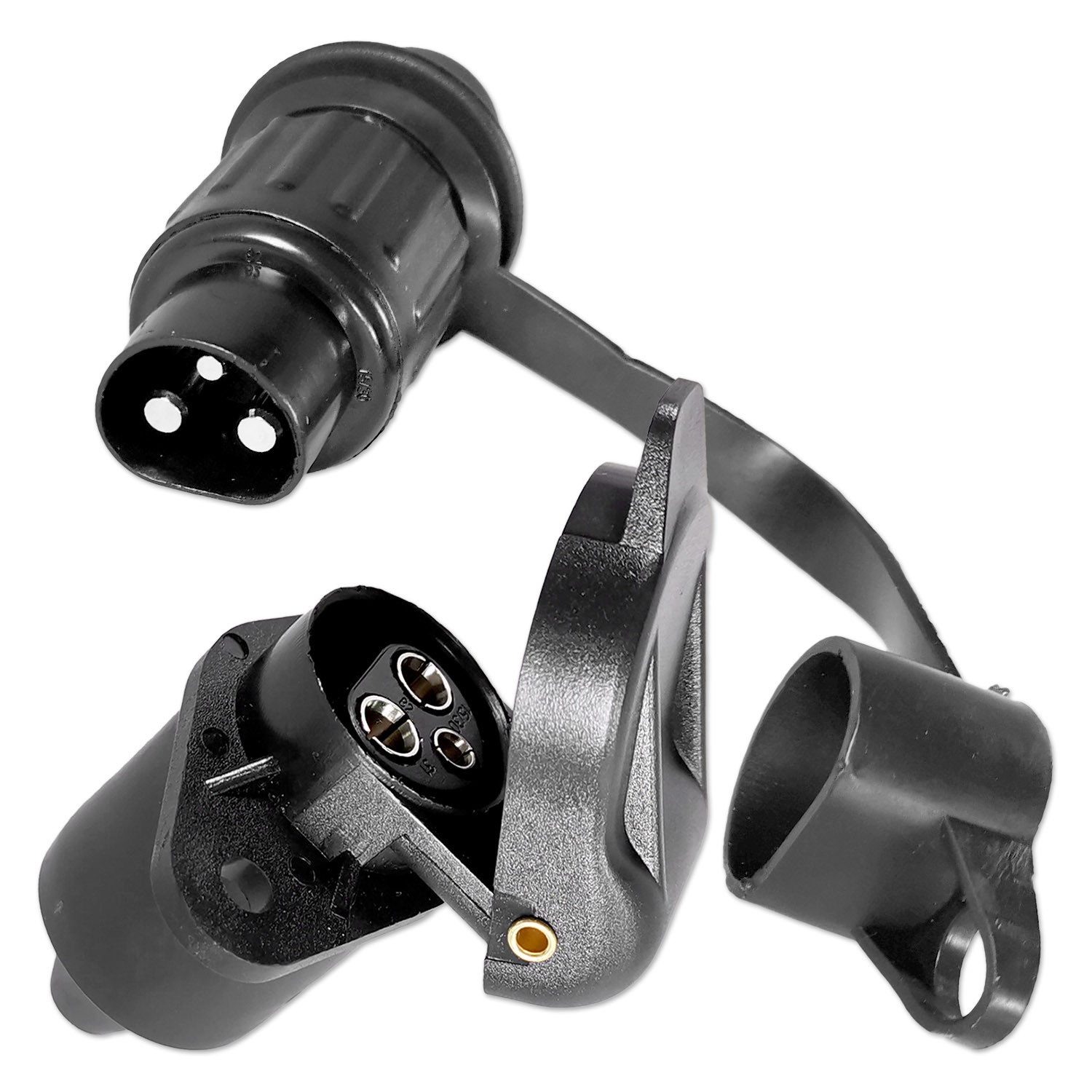 Anhängerstecker & Steckdose, 3-polig, 12V, 25A, Set KFZ-Adapter