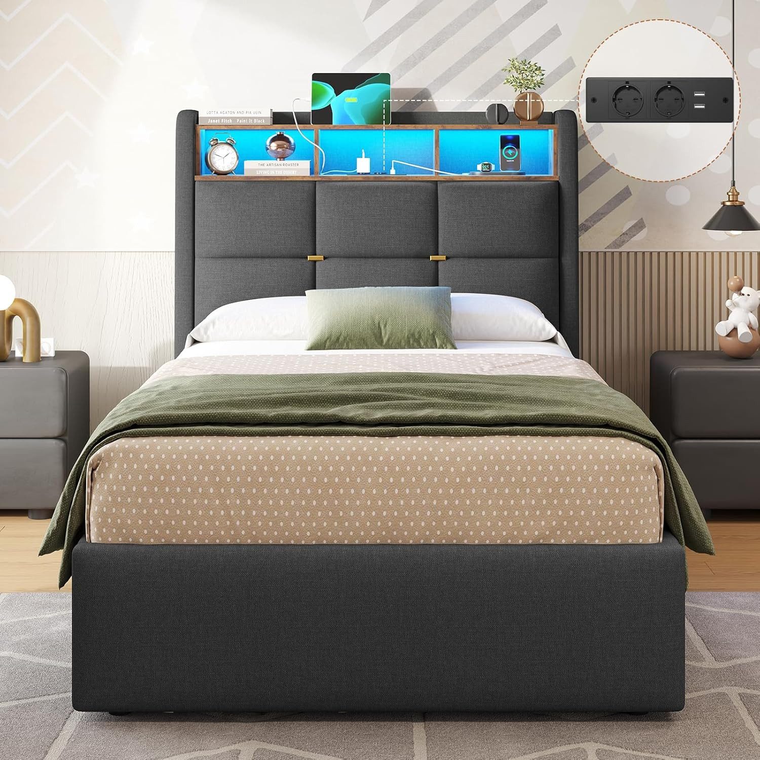 MSMASK Polsterbett mit LED Beleuchtung und günstig online kaufen