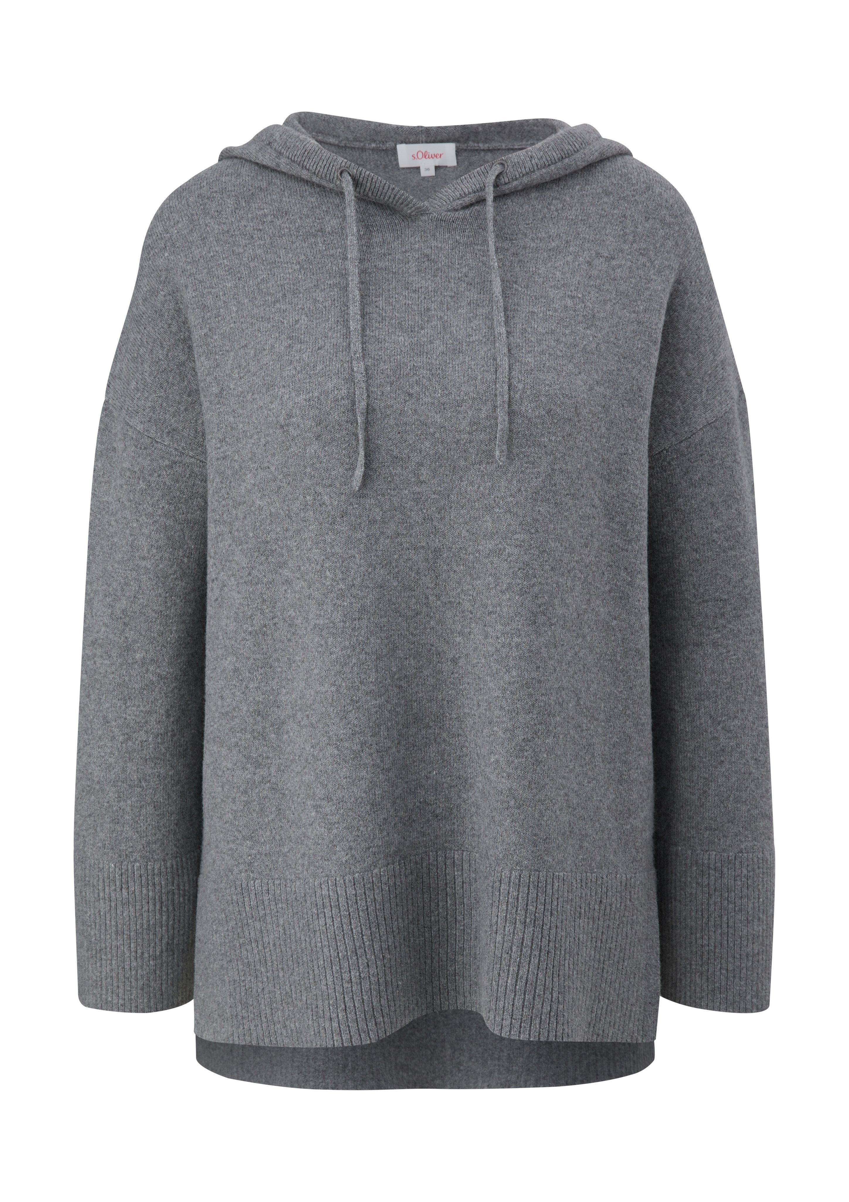 GREY/BLACK mit Strickpullover seitlichen s.Oliver Schlitzen