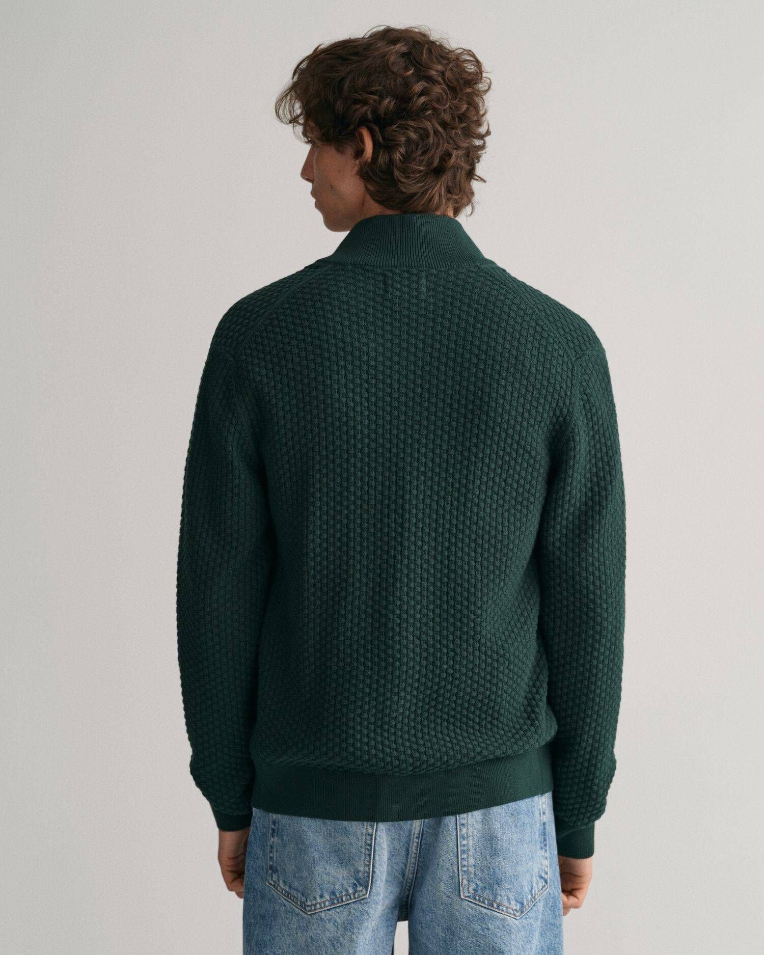 Herren (1-tlg) (43) grün Strickjacke TEXTURE aus Strickjacke Gant Bio-Baumwolle