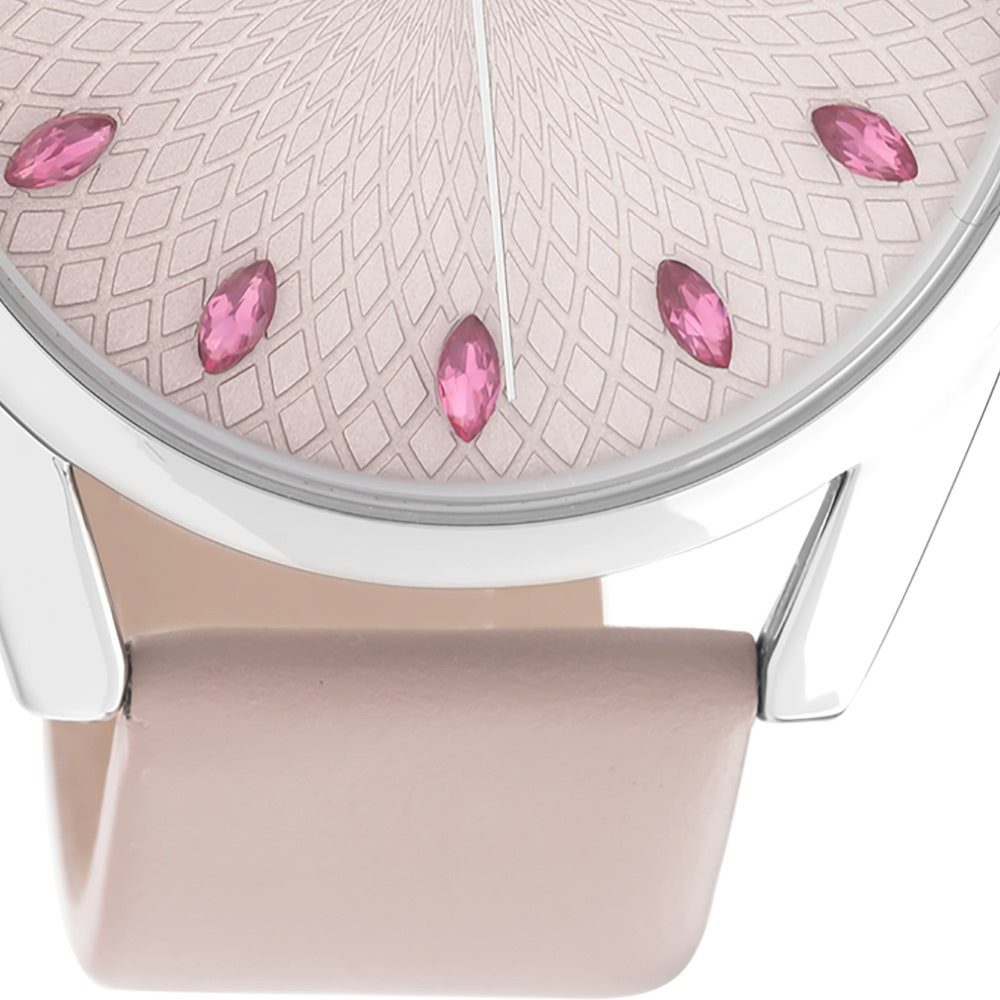 Elegant-Style Analog, Oozoo rosa Quarzuhr Lederarmband, Armbanduhr 45mm) groß OOZOO Damenuhr (ca. Damen rund,