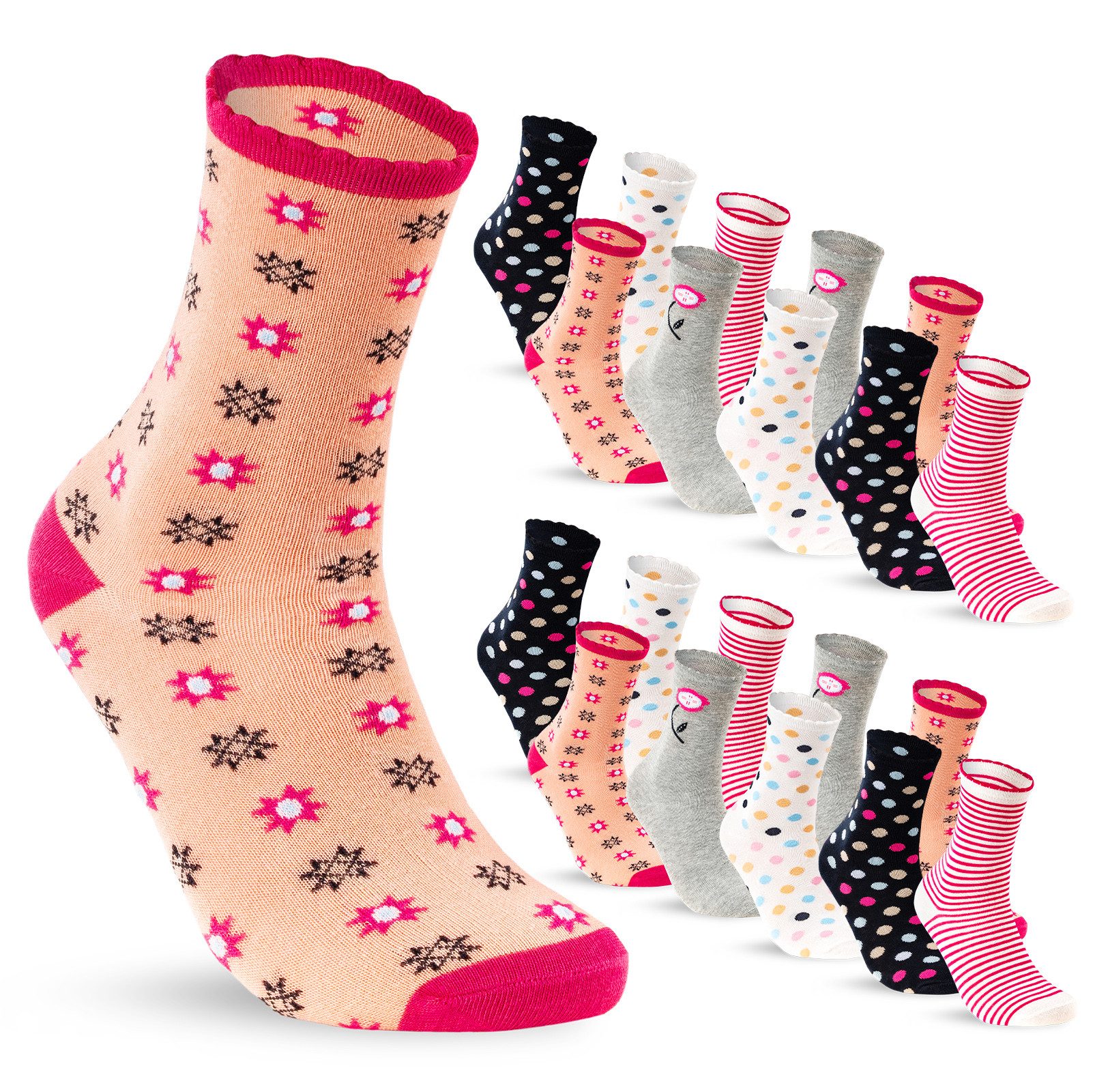 sockenkauf24 Socken 10 Paar Kinder Socken Jungen & Mädchen Baumwolle Kindersocken (23-26) - 54365