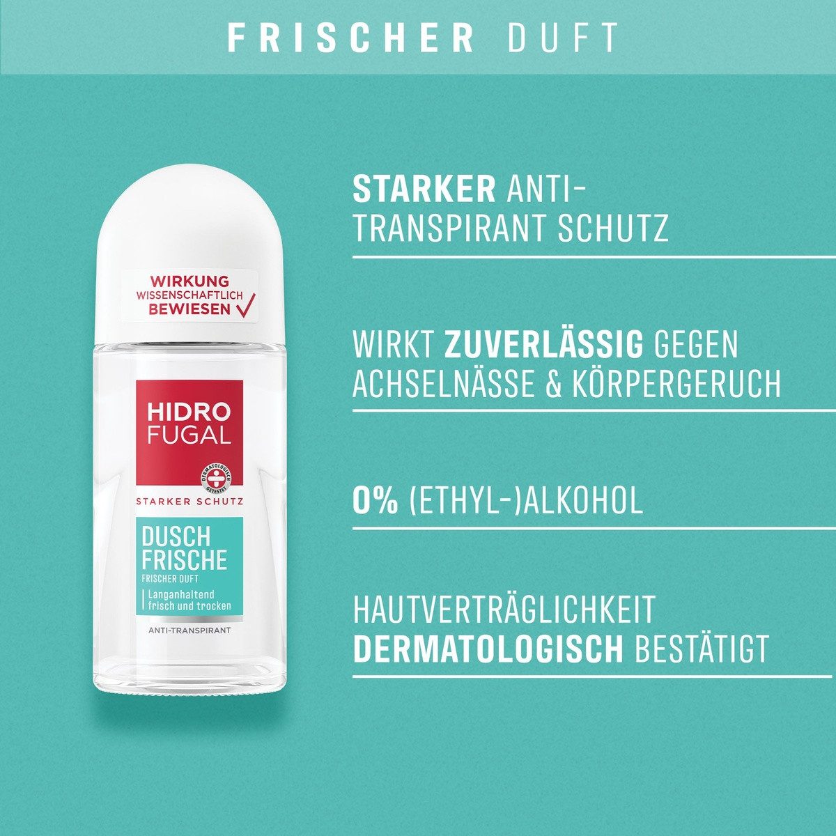 Hidrofugal Deo-Roller Deo Dusch Frische Roll-On, 4 x 50ml, 4-tlg.