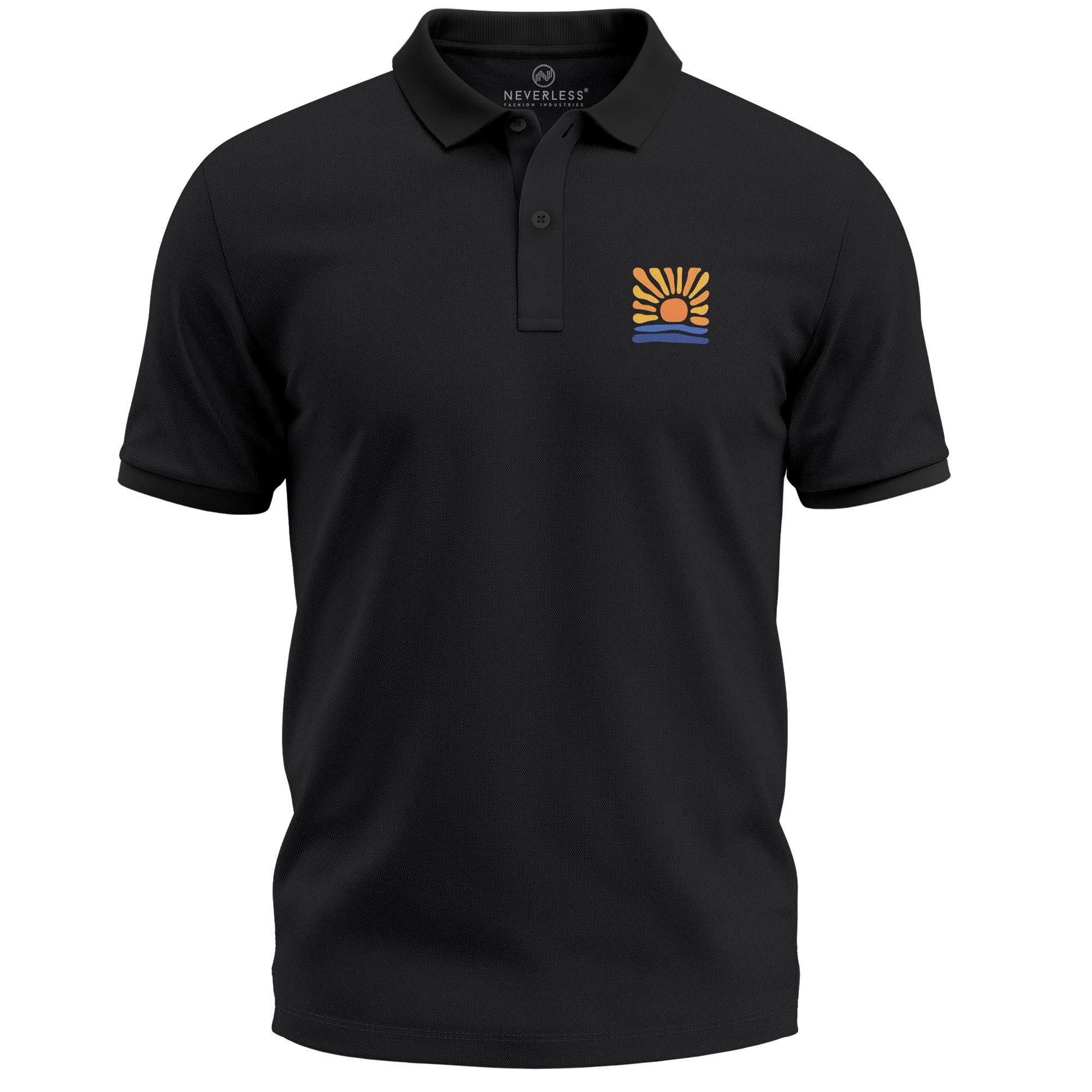 Poloshirt Poloshirt Herren mit Aufdruck Logo Sonne– Kurzarm Polo Sommer Casual